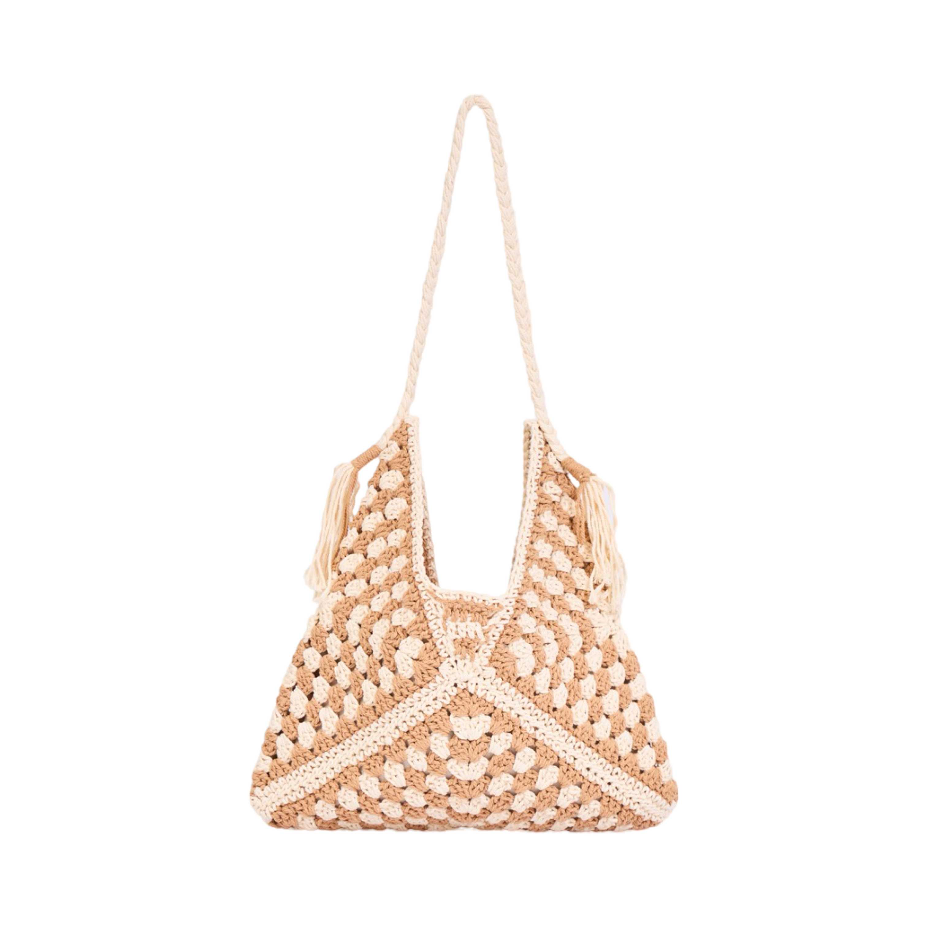 Everyday Earth – Straw Tote Bag With Tassel – Brown