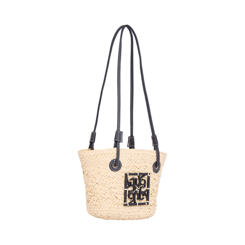 Everyday Earth – Mini Straw Bag – Beige Black