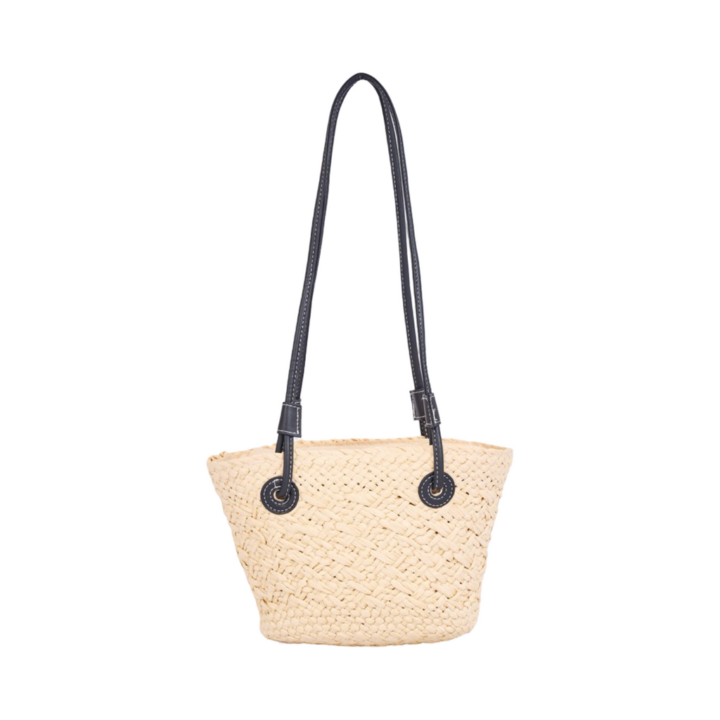Everyday Earth – Mini Straw Bag – Beige Black