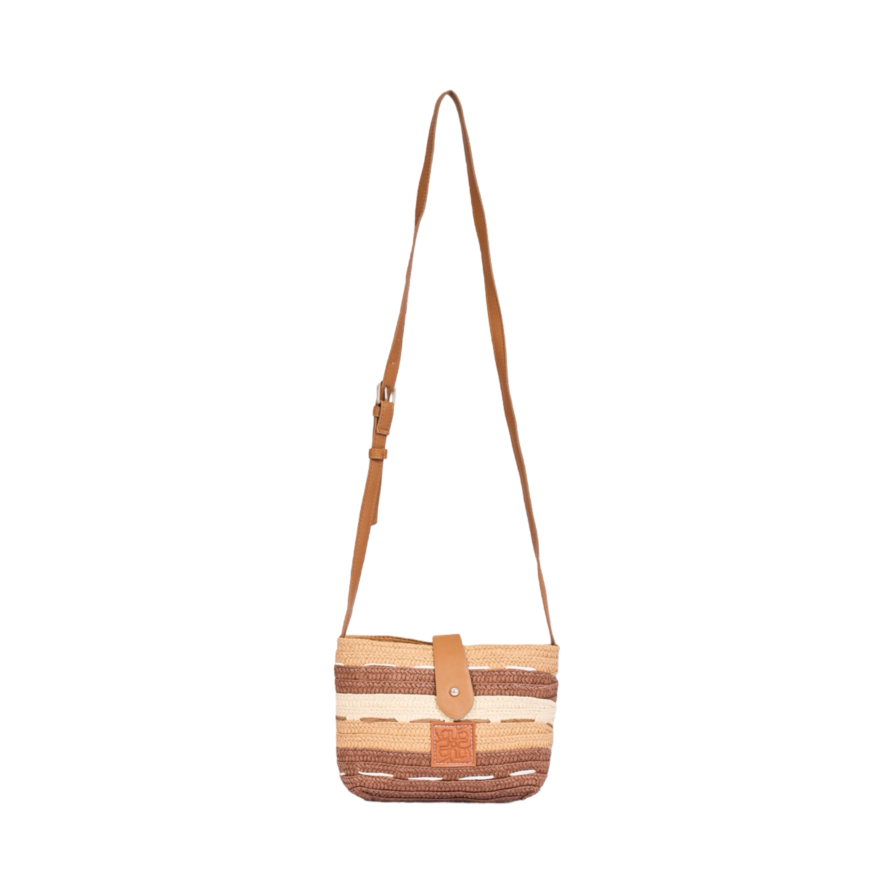 Straw Multicolor Crossbody - Brown