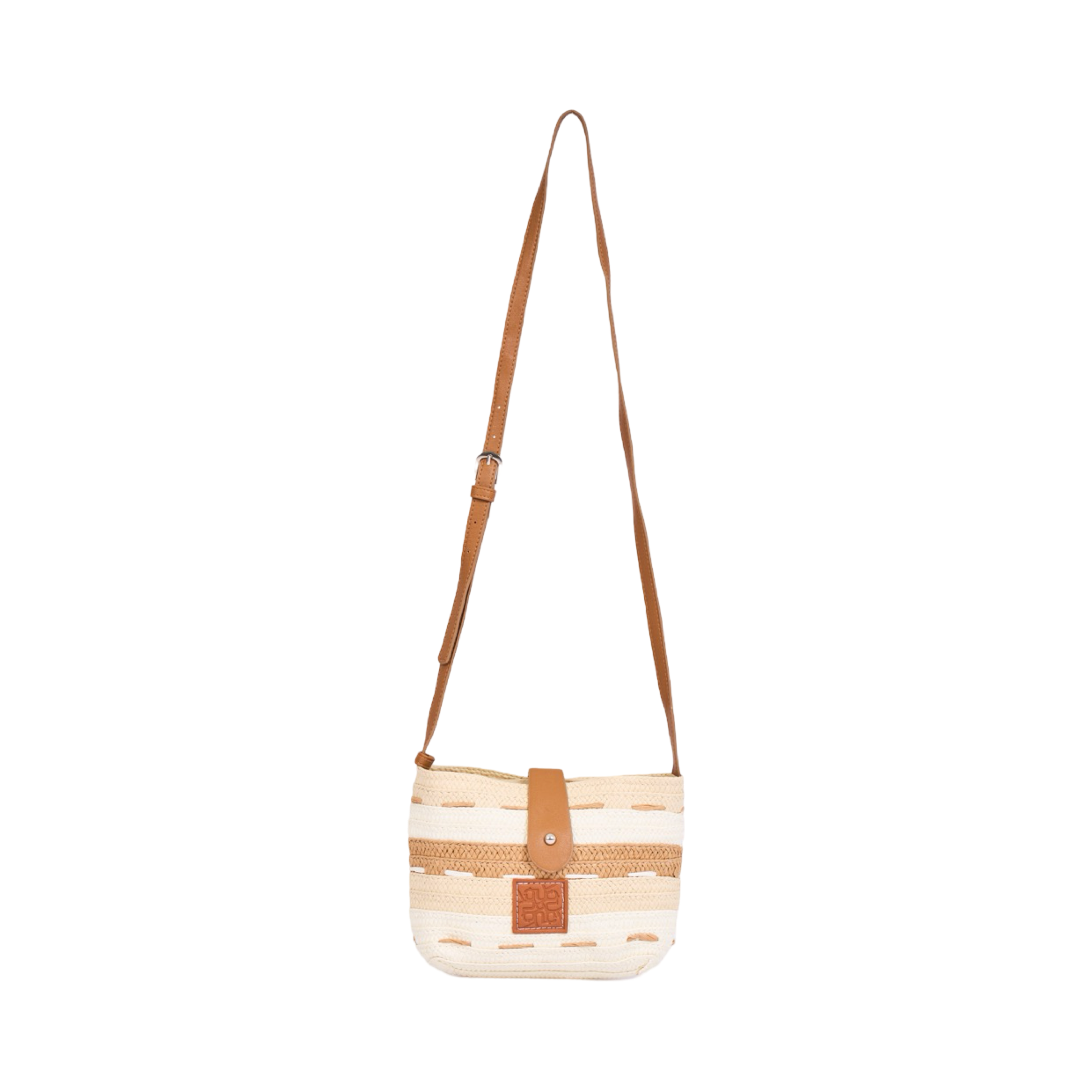 Straw Multicolor Crossbody - Beige