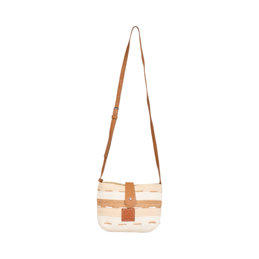 Straw Multicolor Crossbody - Beige