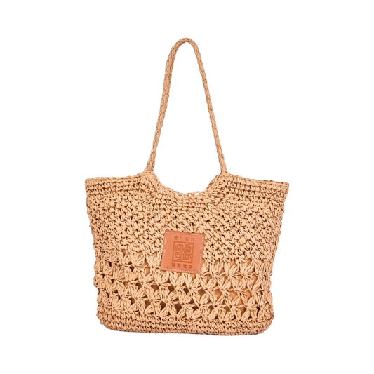 Straw Tote Bag - Brown