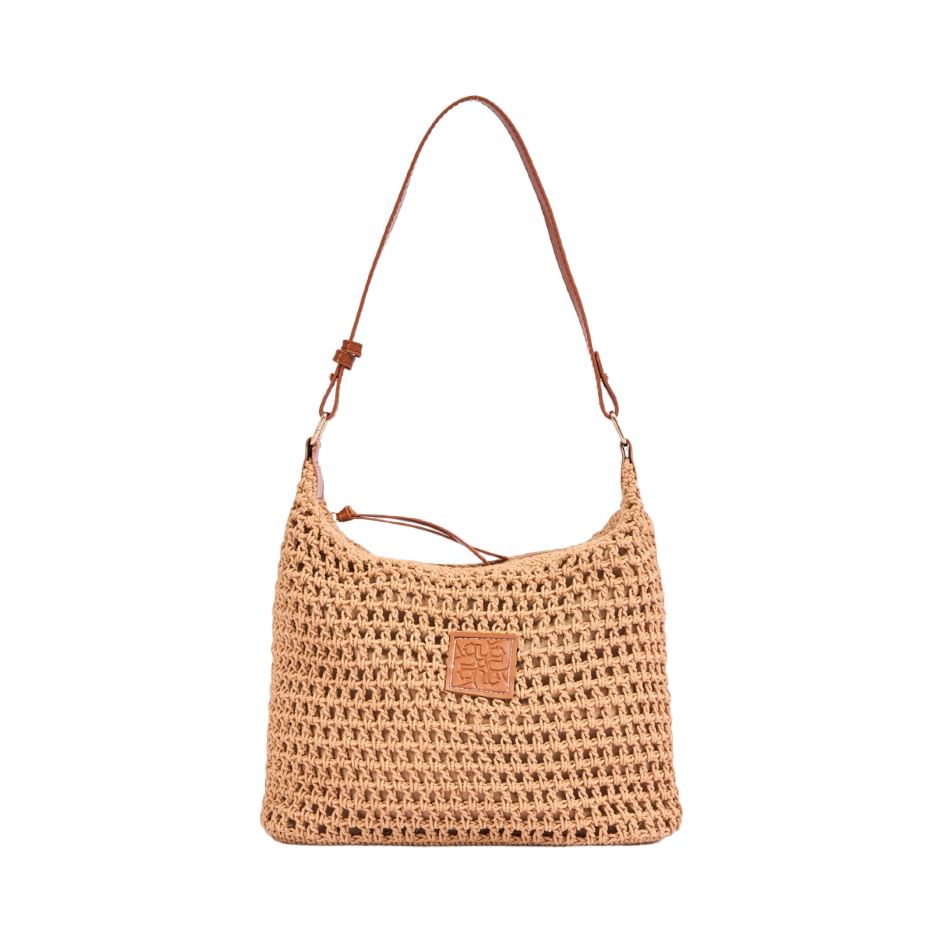Knitted Shoulder Bag - Brown