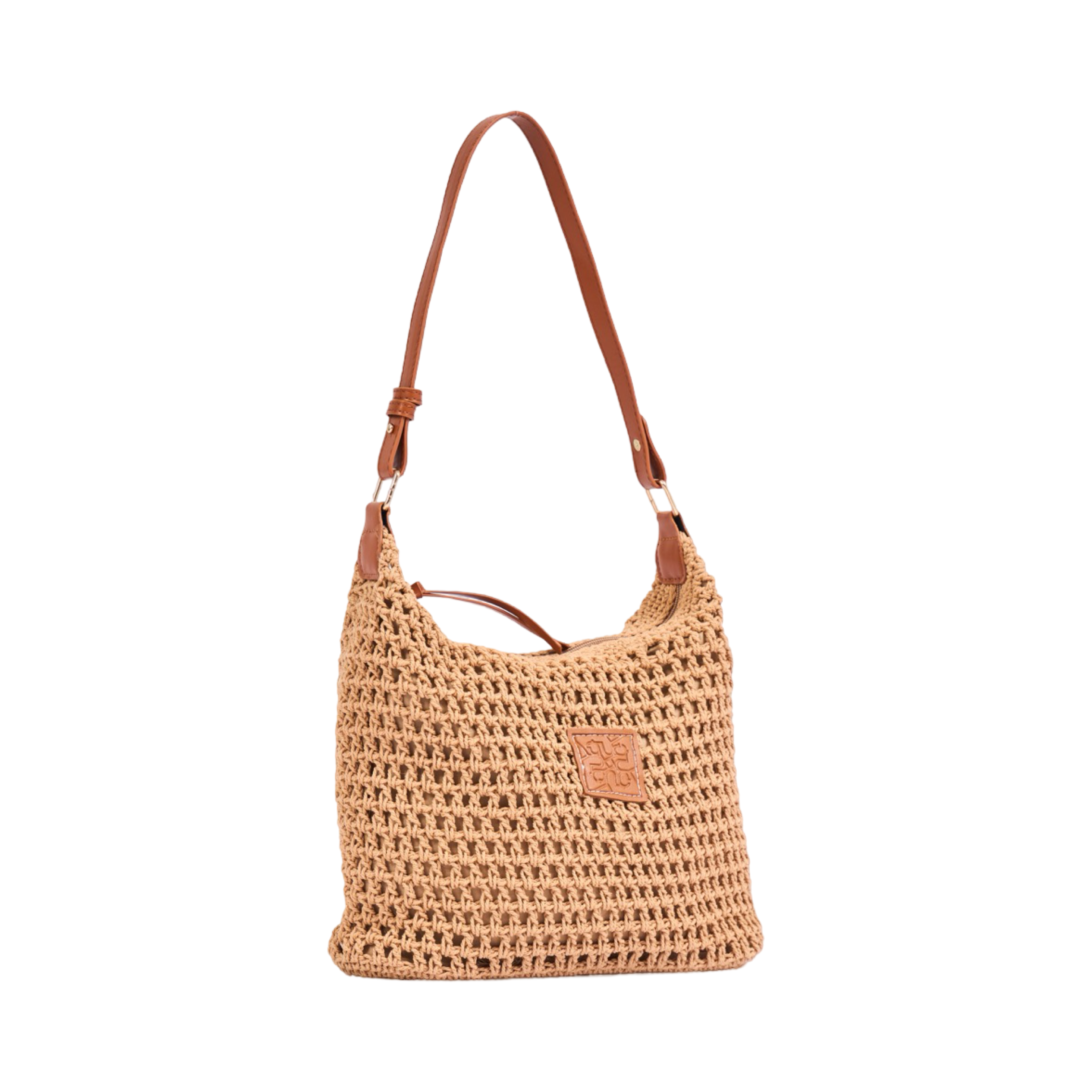 Knitted Shoulder Bag - Brown