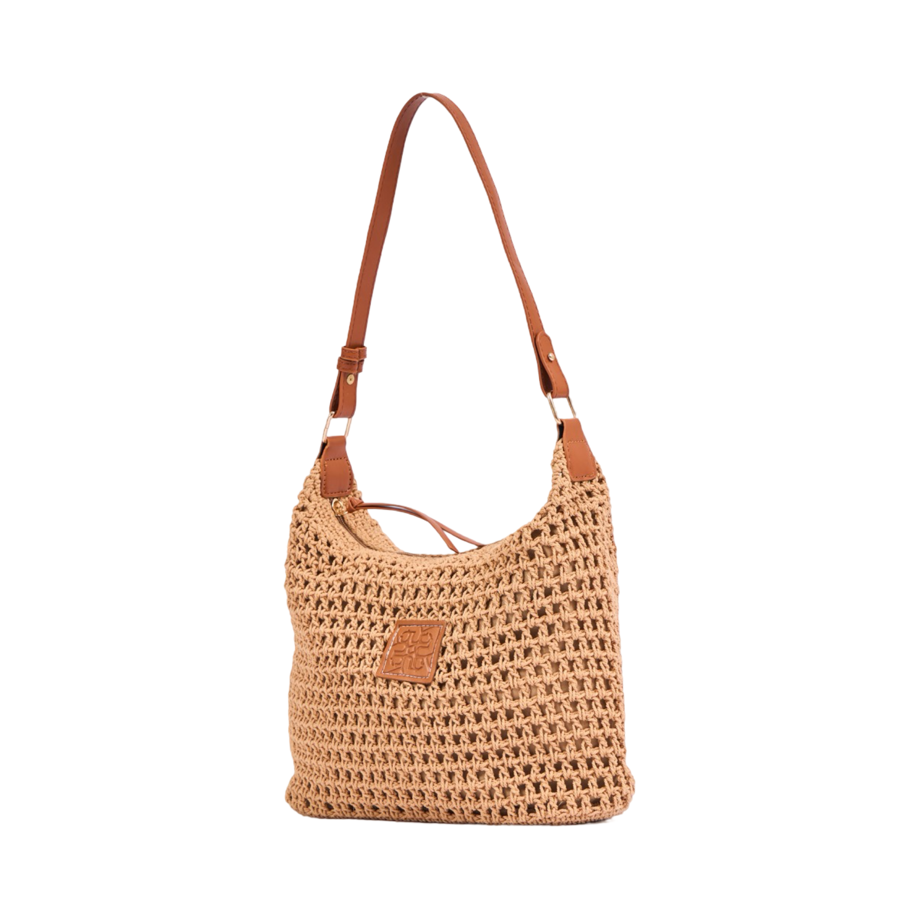 Knitted Shoulder Bag - Brown