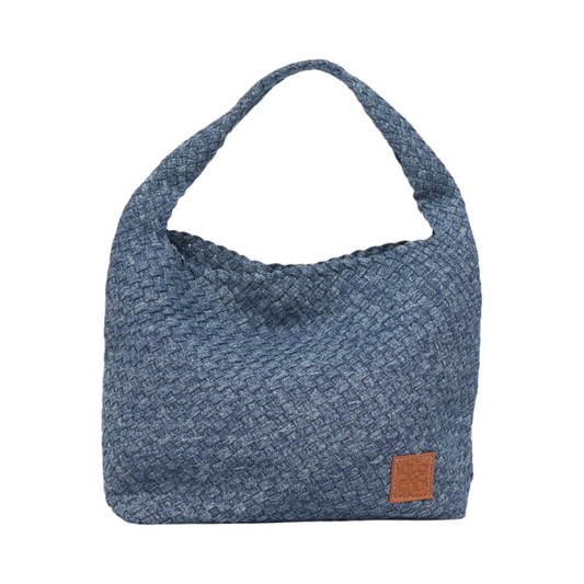 Midnight Weave – Denim Crossbody Bag L – Deep Fade