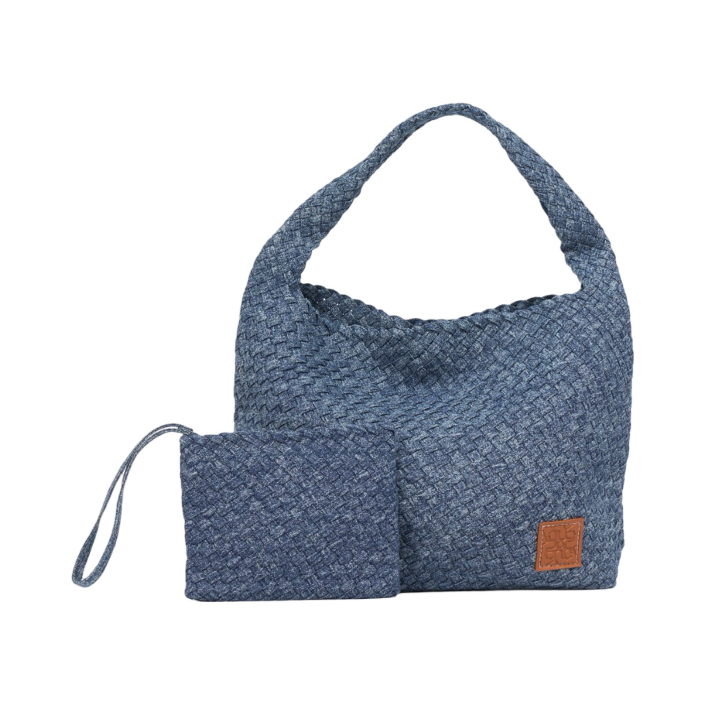 Midnight Weave – Denim Crossbody Bag L – Deep Fade