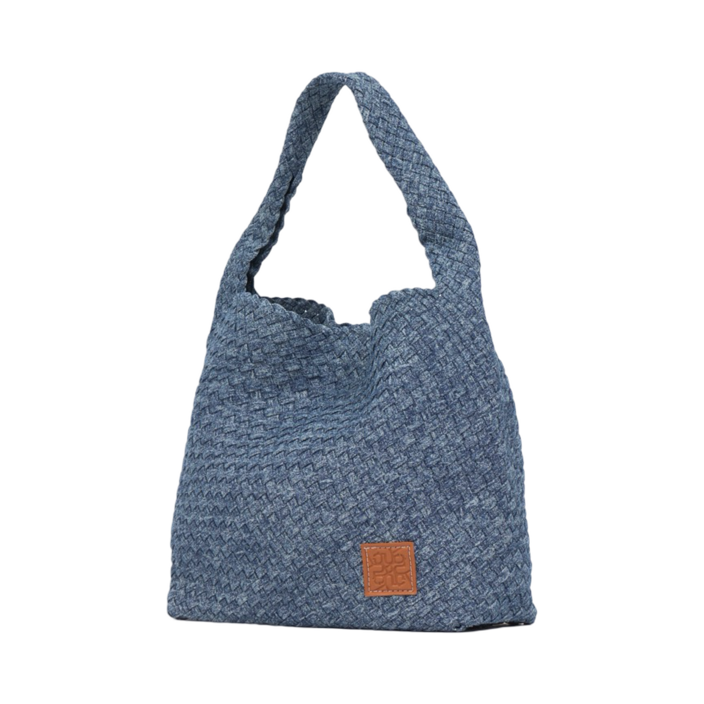 Midnight Weave – Denim Crossbody Bag L – Deep Fade