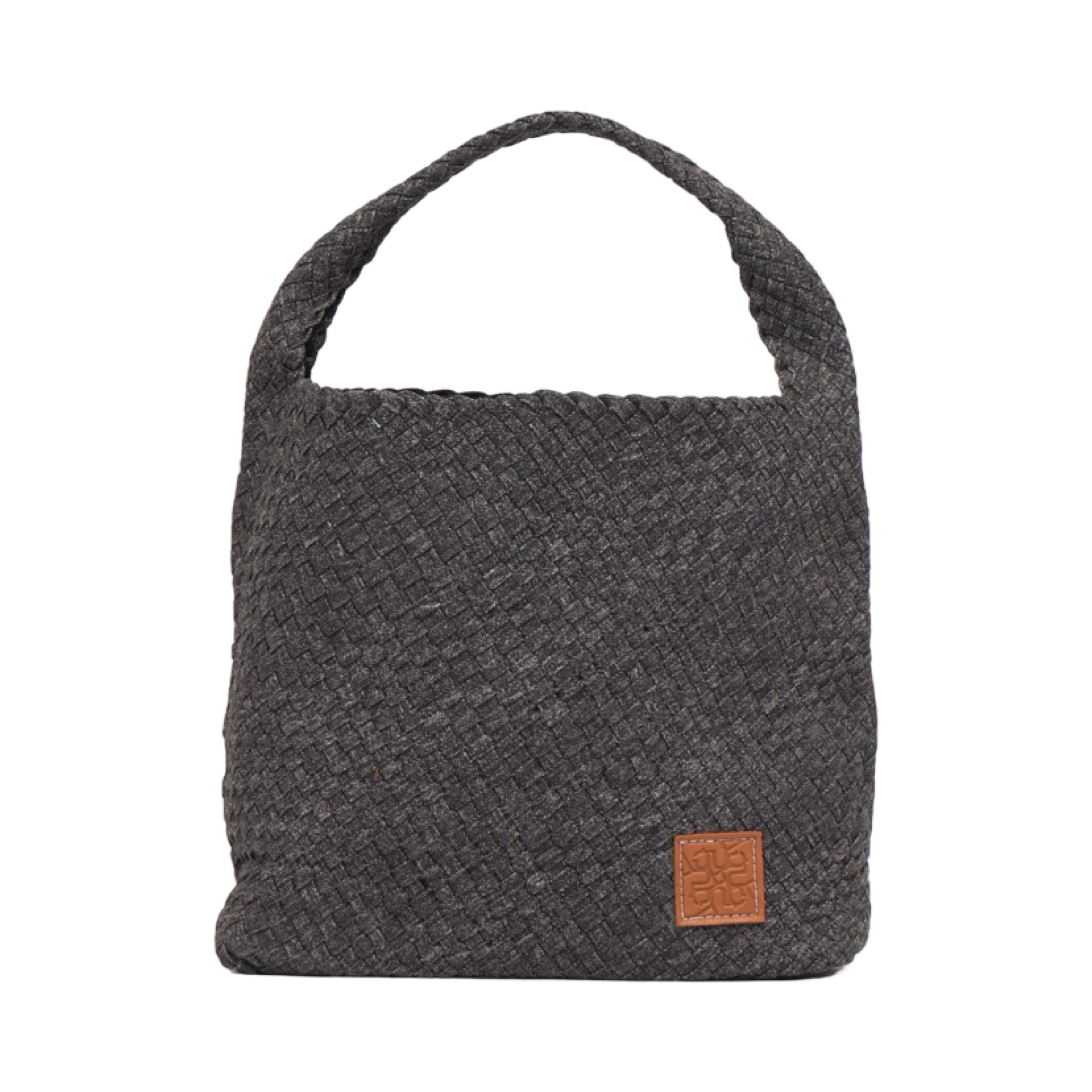 Midnight Weave – Denim Crossbody Bag L – Black