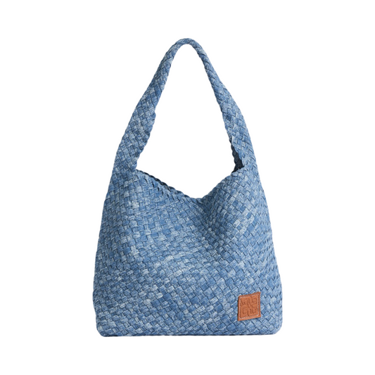 Midnight Weave – Denim Crossbody Bag L – Light Stonewash