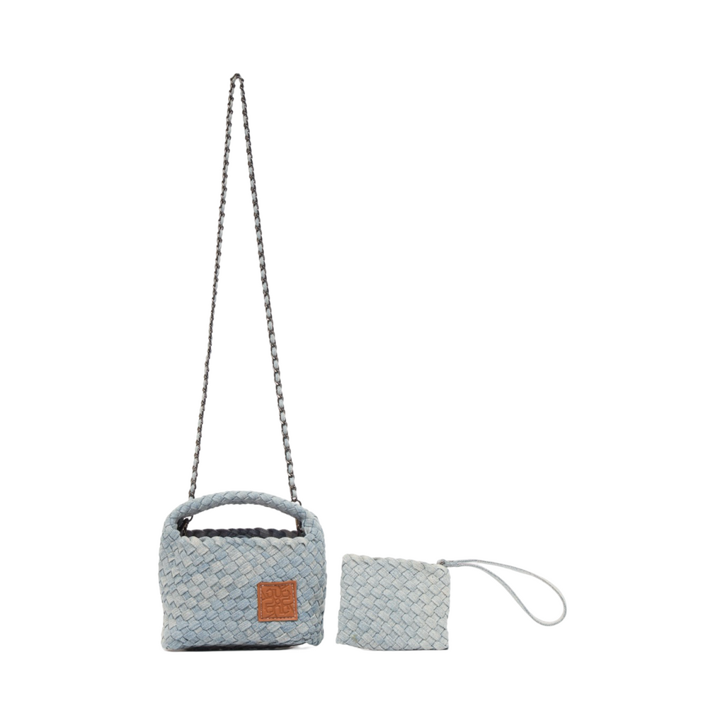 Midnight Weave – Denim Crossbody Bag S - Light