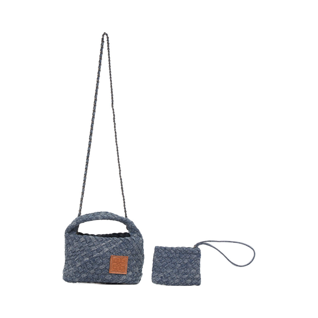 Midnight Weave – Denim Crossbody Bag S - Dark