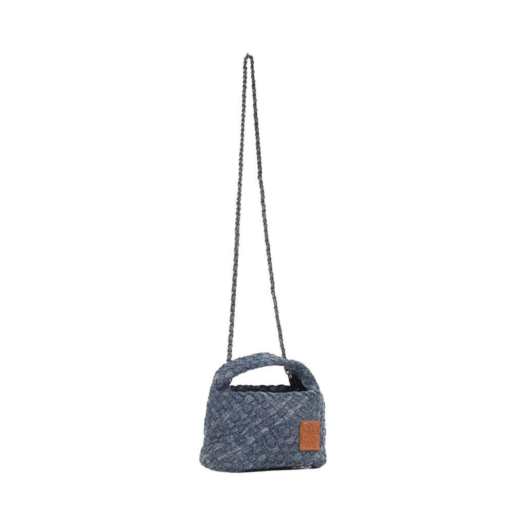 Midnight Weave – Denim Crossbody Bag S - Dark