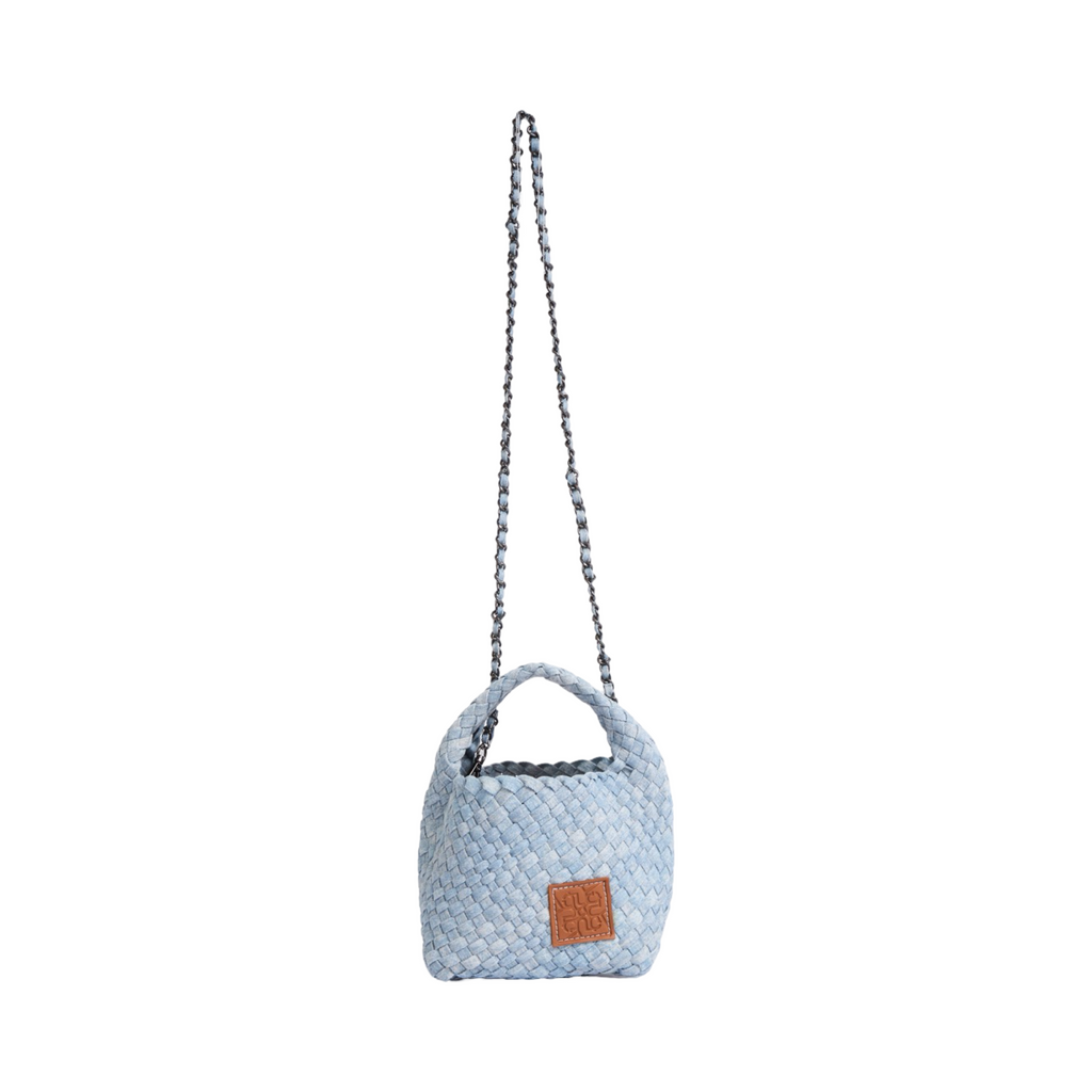 Midnight Weave – Denim Crossbody Bag S – Sky Blue