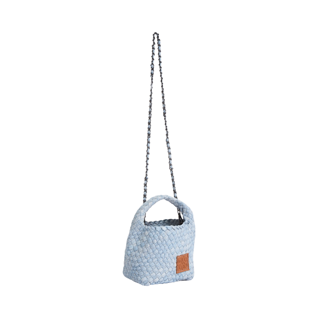 Midnight Weave – Denim Crossbody Bag S – Sky Blue