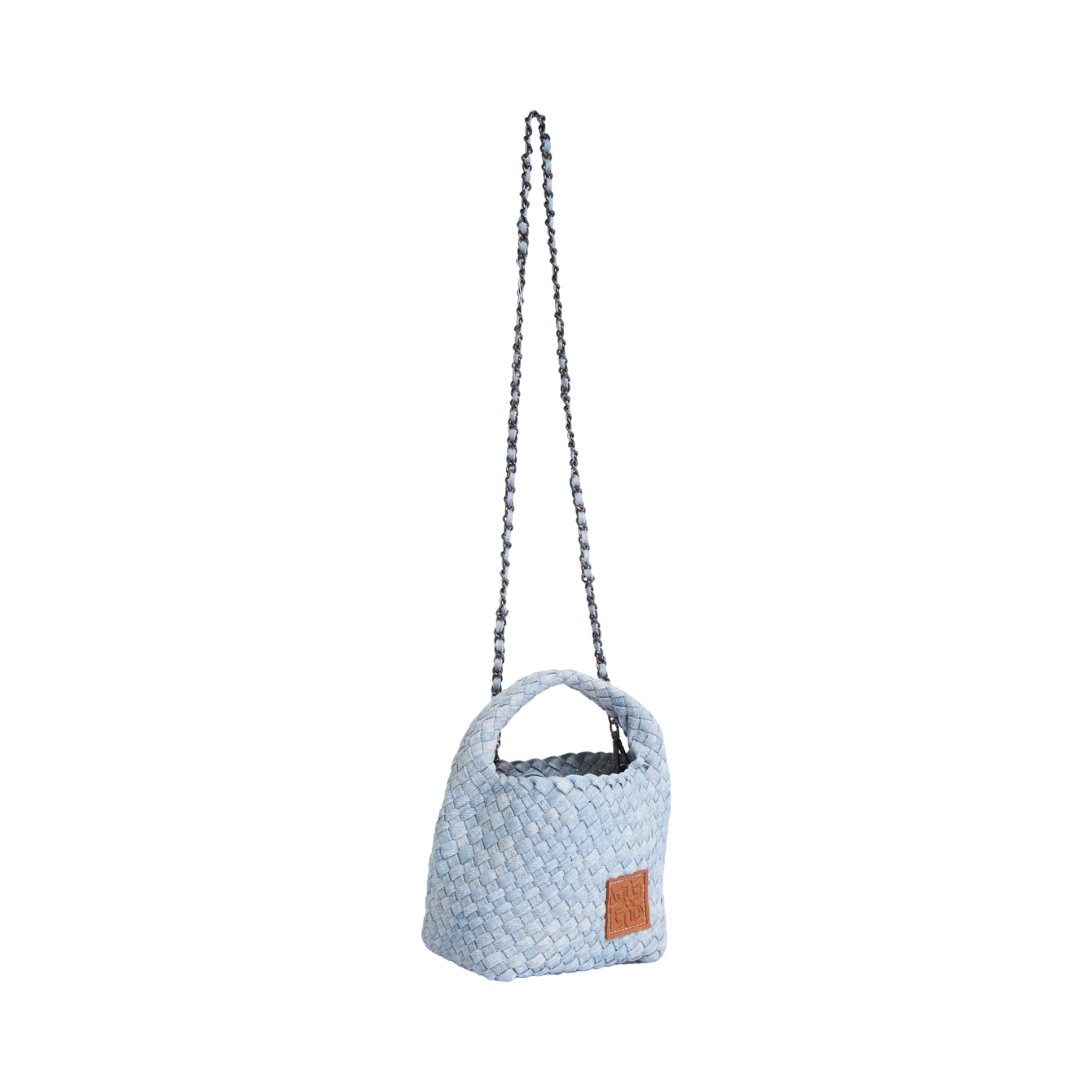 Midnight Weave – Denim Crossbody Bag S – Sky Blue
