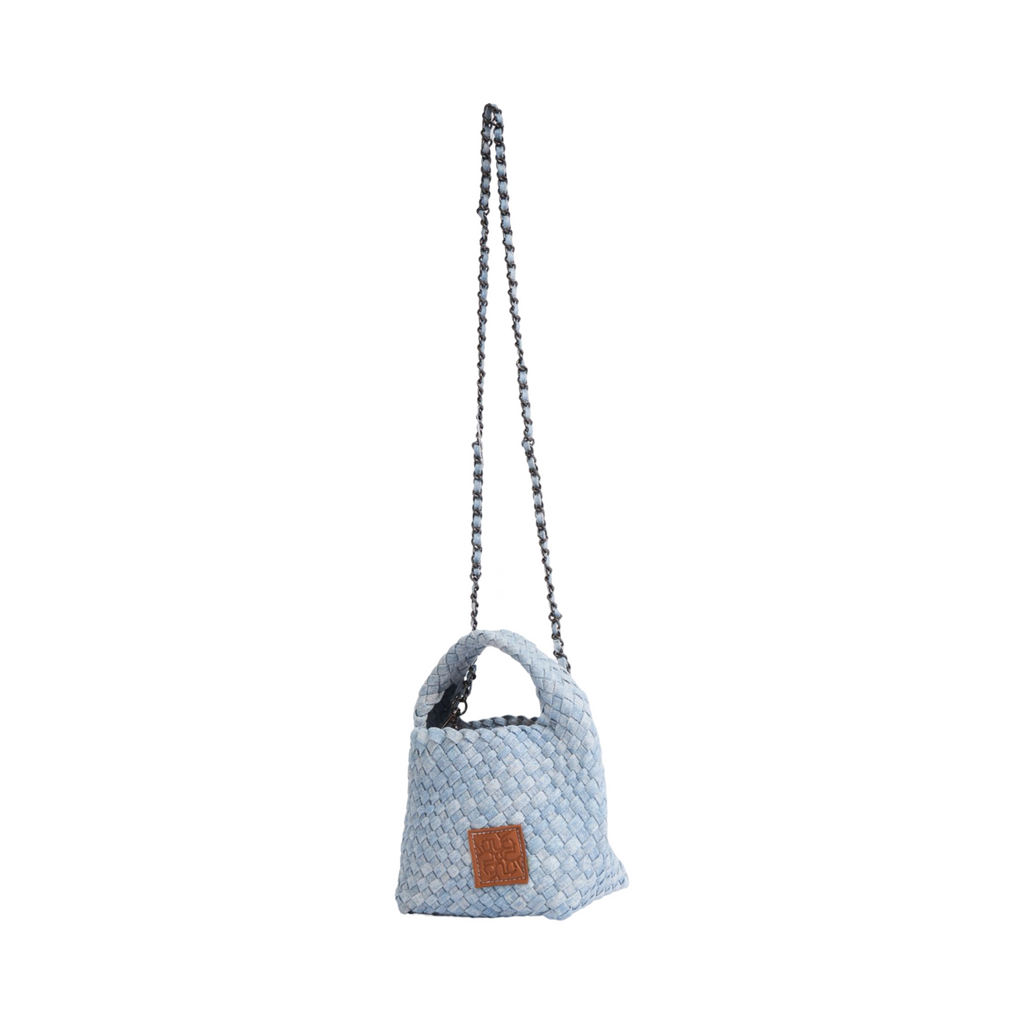 Midnight Weave – Denim Crossbody Bag S – Sky Blue