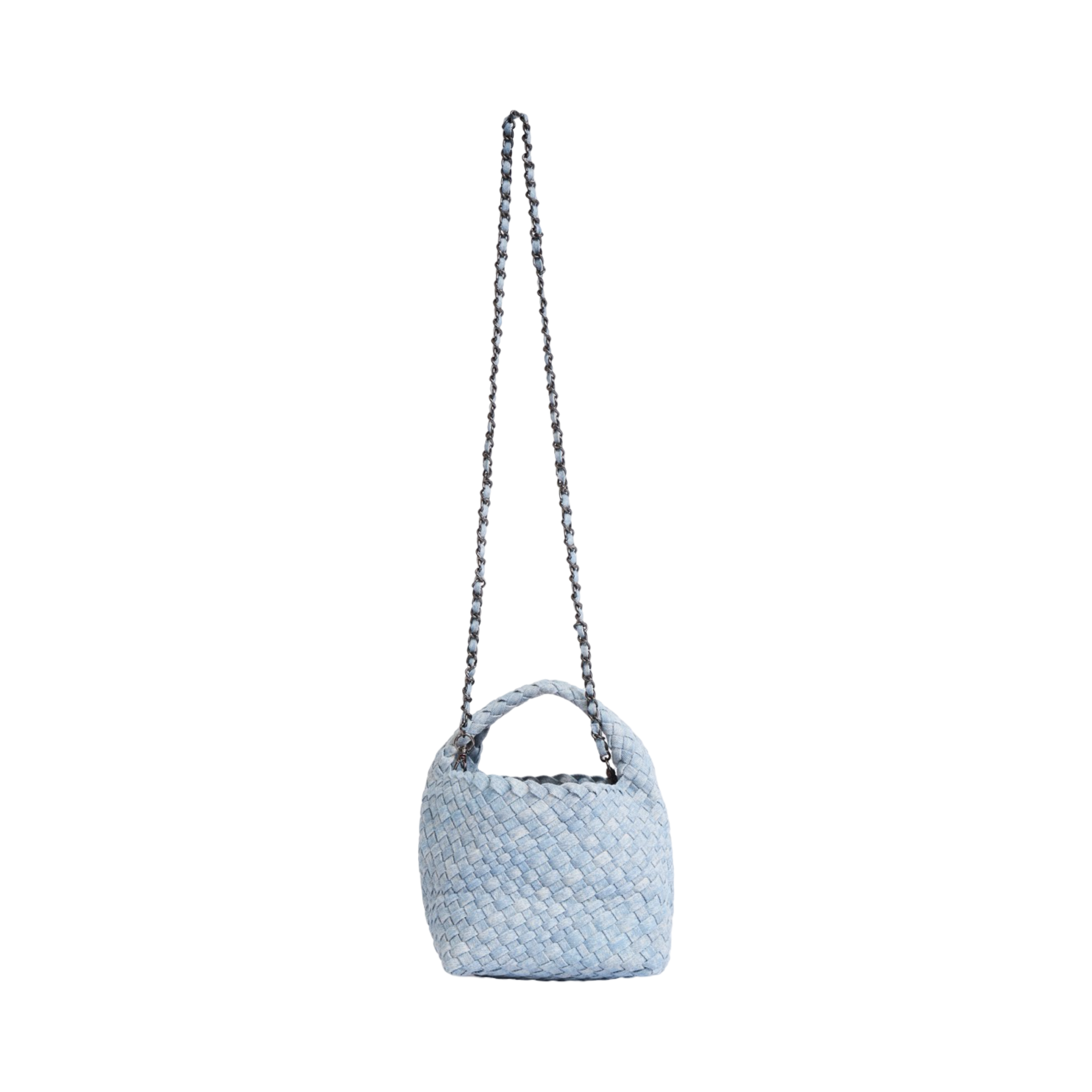 Midnight Weave – Denim Crossbody Bag S – Sky Blue