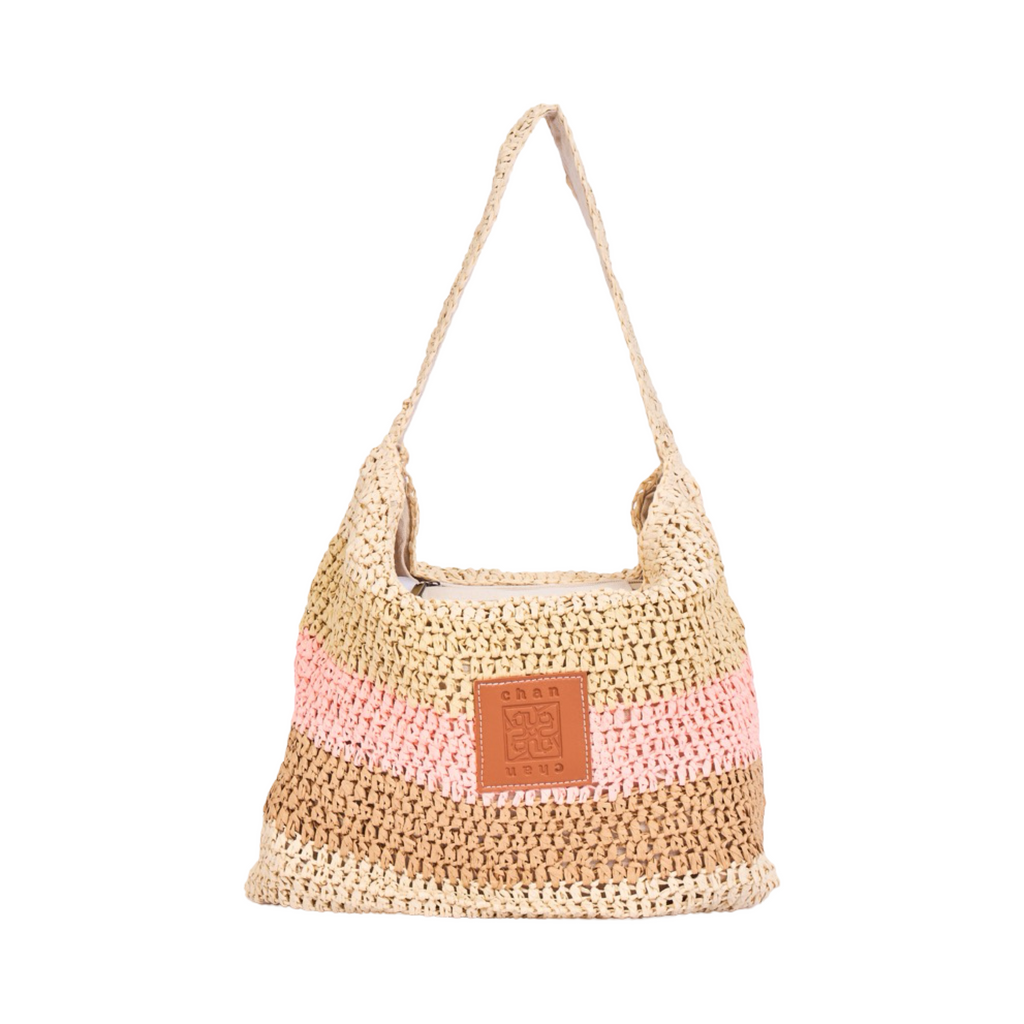 Everyday Earth – Multicolor Straw Tote Bag – Pink Brown