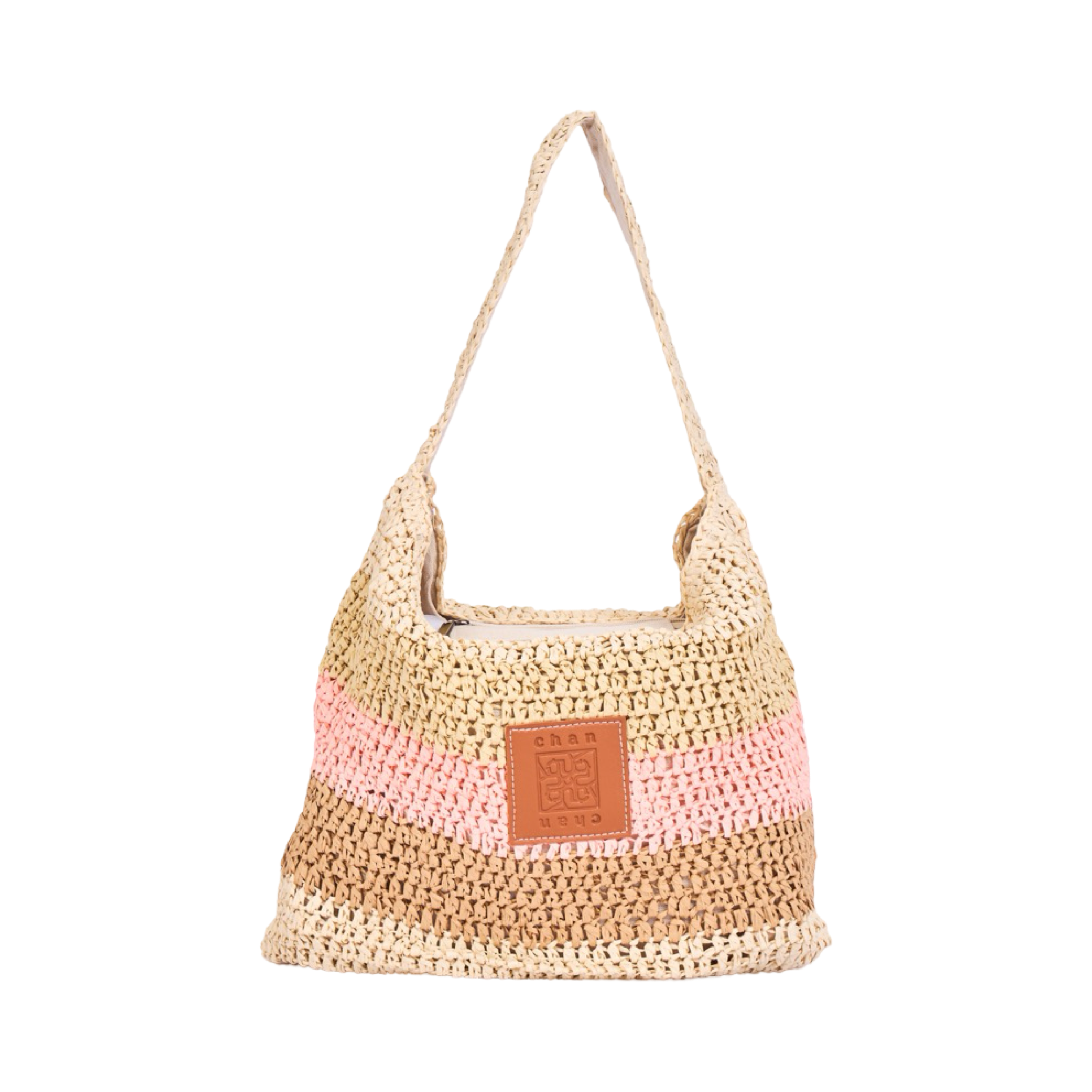 Everyday Earth – Multicolor Straw Tote Bag – Pink Brown