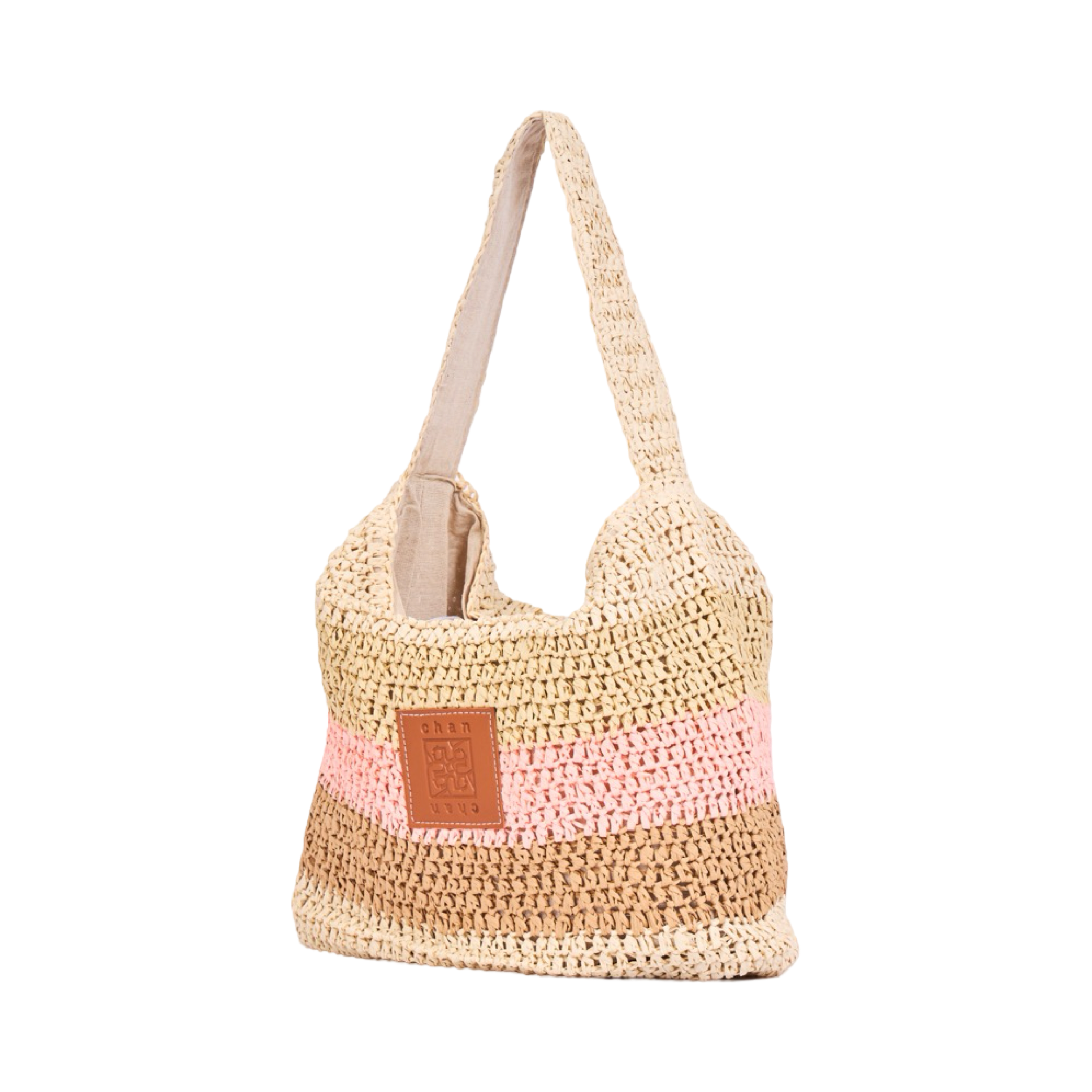Everyday Earth – Multicolor Straw Tote Bag – Pink Brown