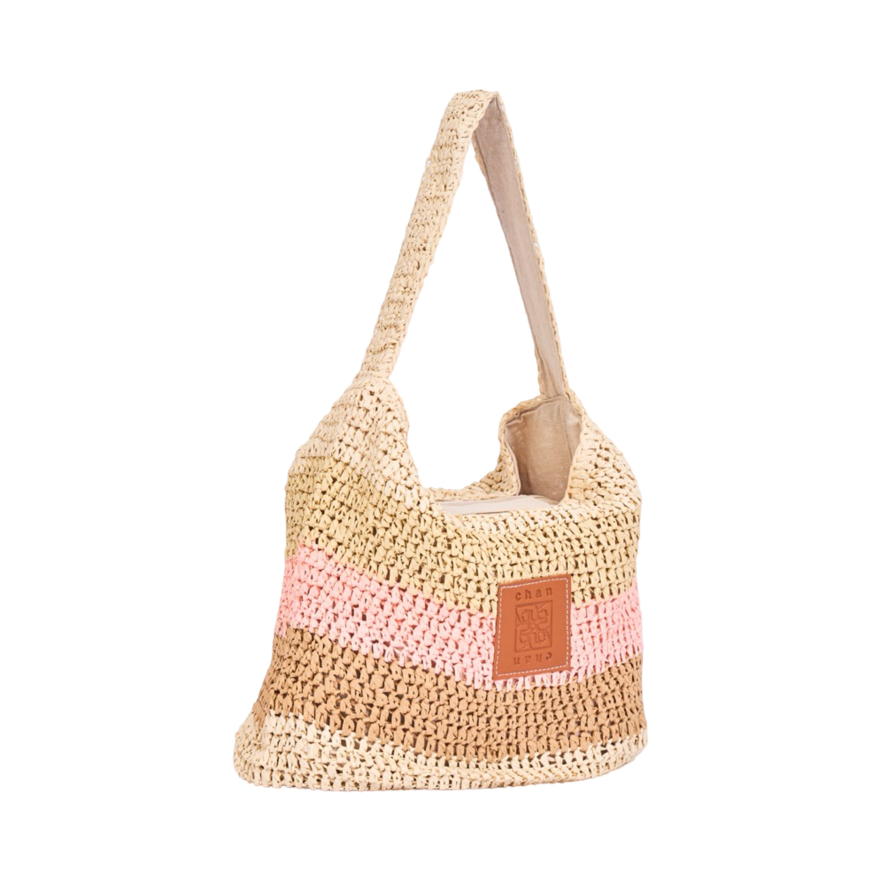 Everyday Earth – Multicolor Straw Tote Bag – Pink Brown
