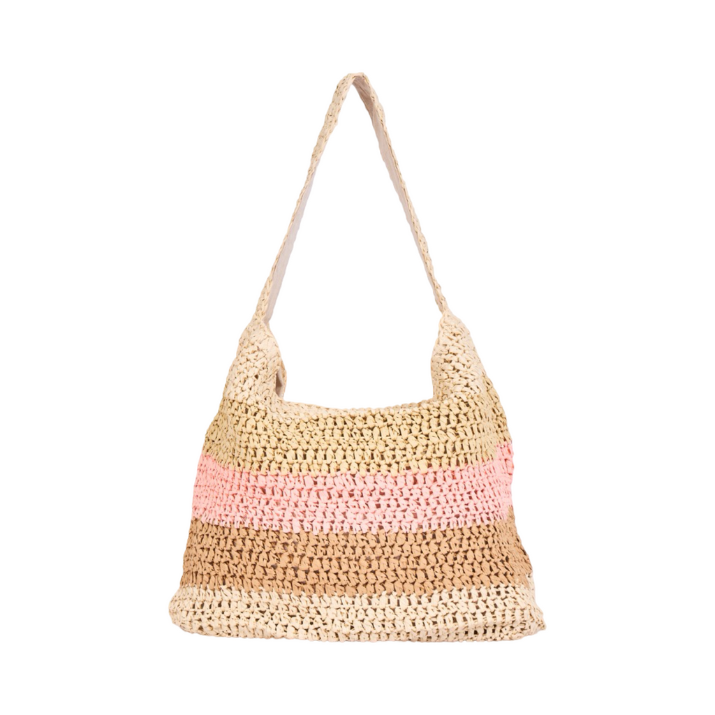 Everyday Earth – Multicolor Straw Tote Bag – Pink Brown