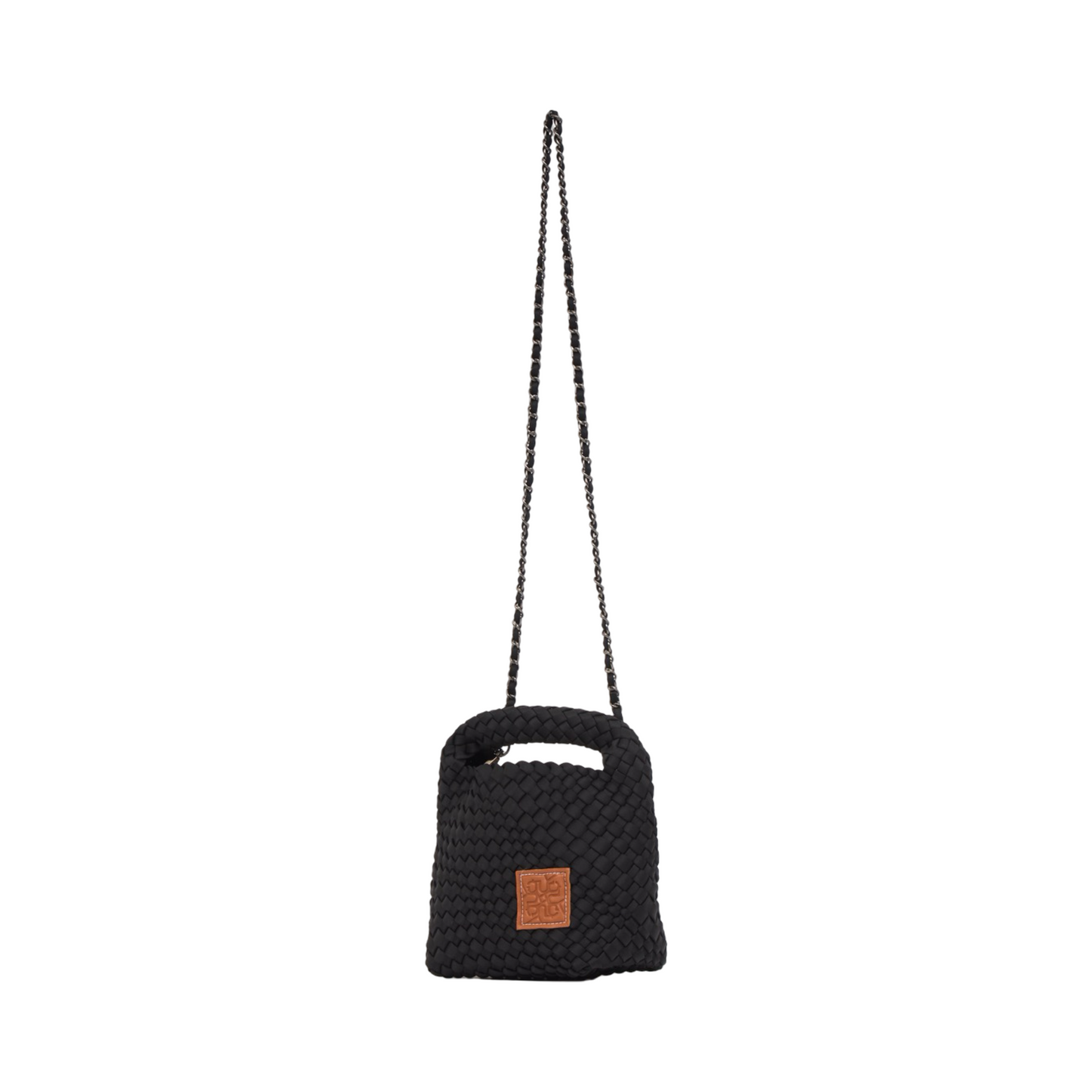 Woven Satin Crossbody Bag - Black
