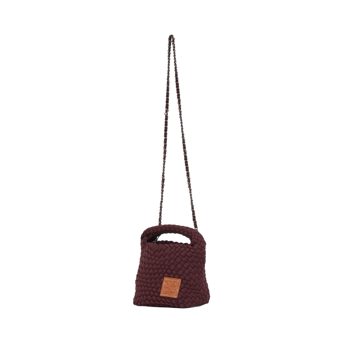 Woven Satin Crossbody Bag - Burgundy