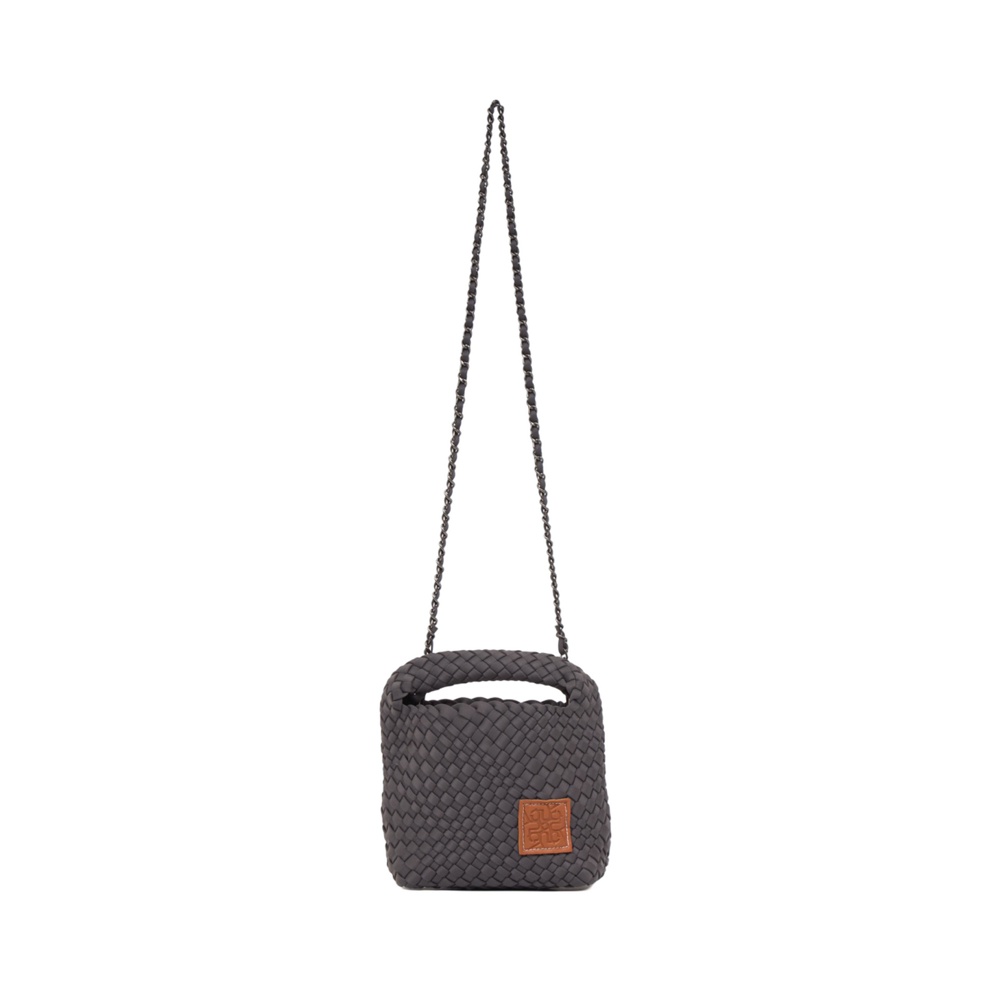 Woven Satin Crossbody Bag - Grey