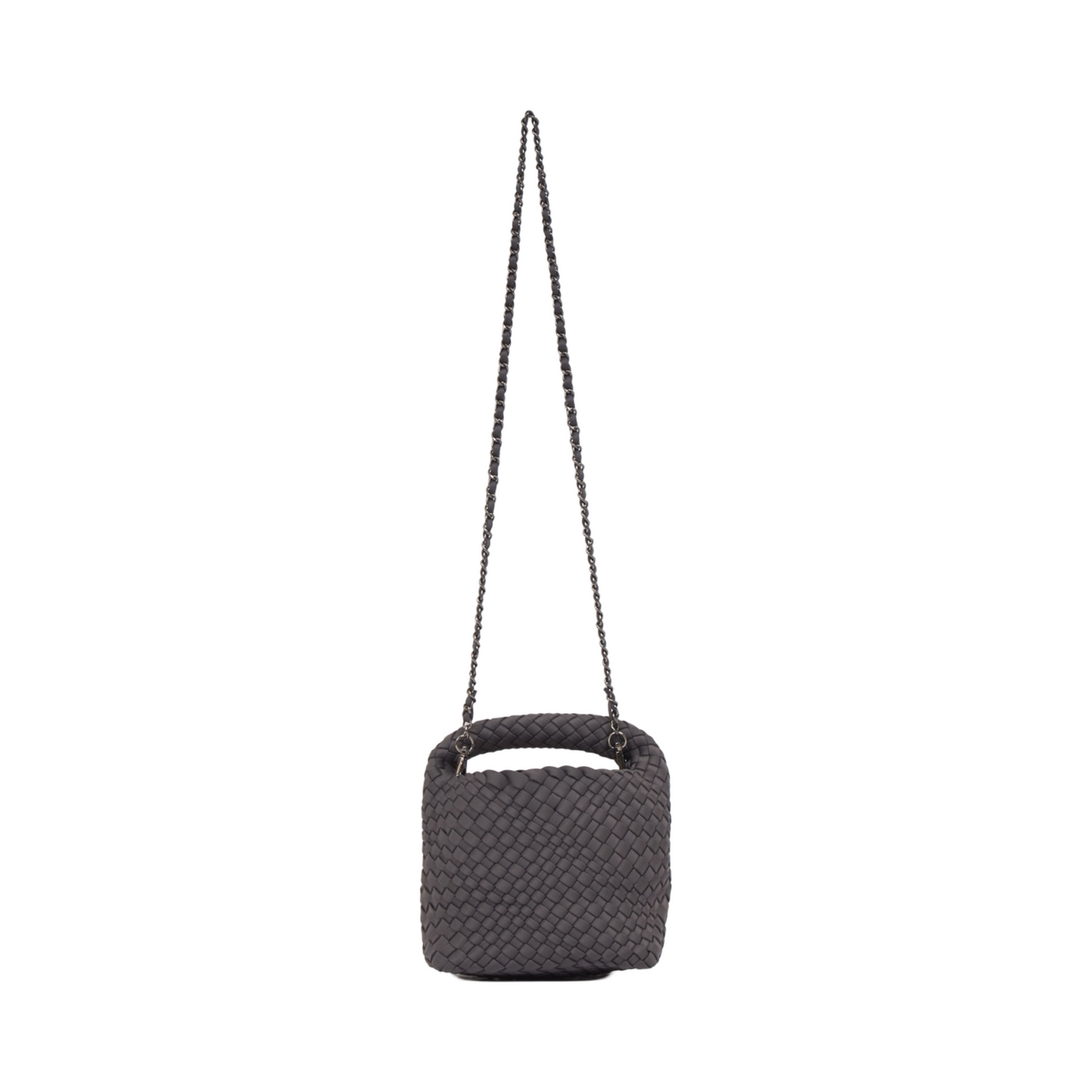 Woven Satin Crossbody Bag - Grey