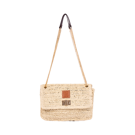 Everyday Earth – Straw Bag With Chian Strap – Beige