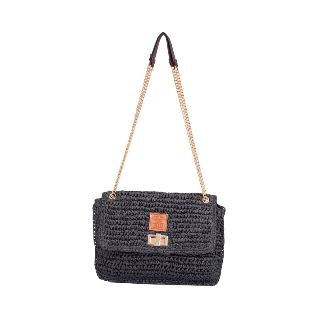 Everyday Earth – Straw Bag  With Chian Strap – Black