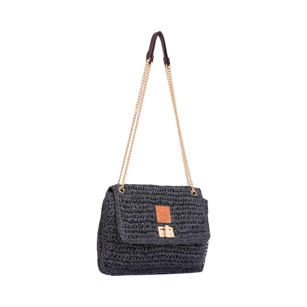 Everyday Earth – Straw Bag  With Chian Strap – Black