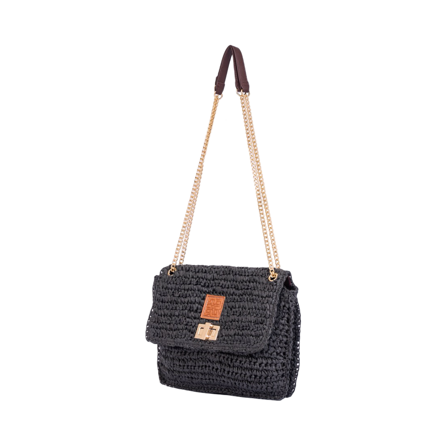 Everyday Earth – Straw Bag  With Chian Strap – Black