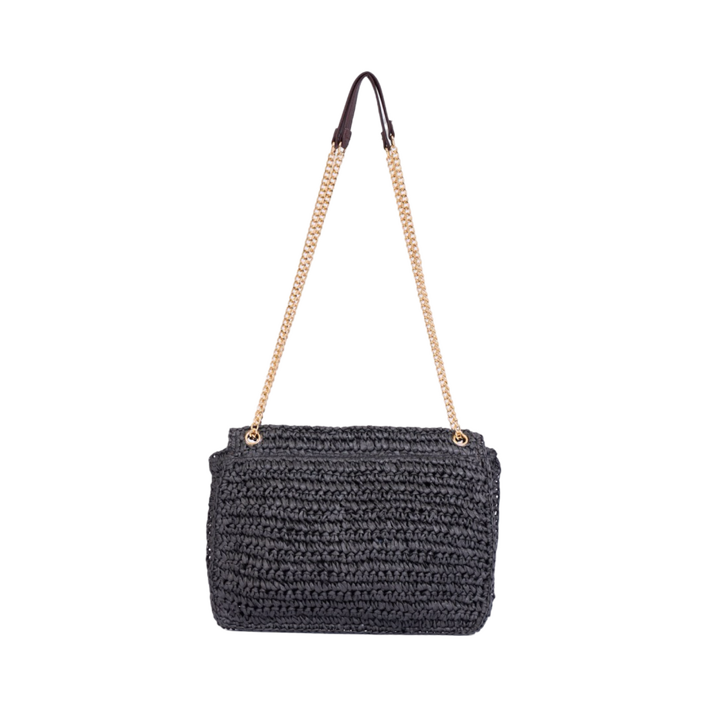 Everyday Earth – Straw Bag  With Chian Strap – Black