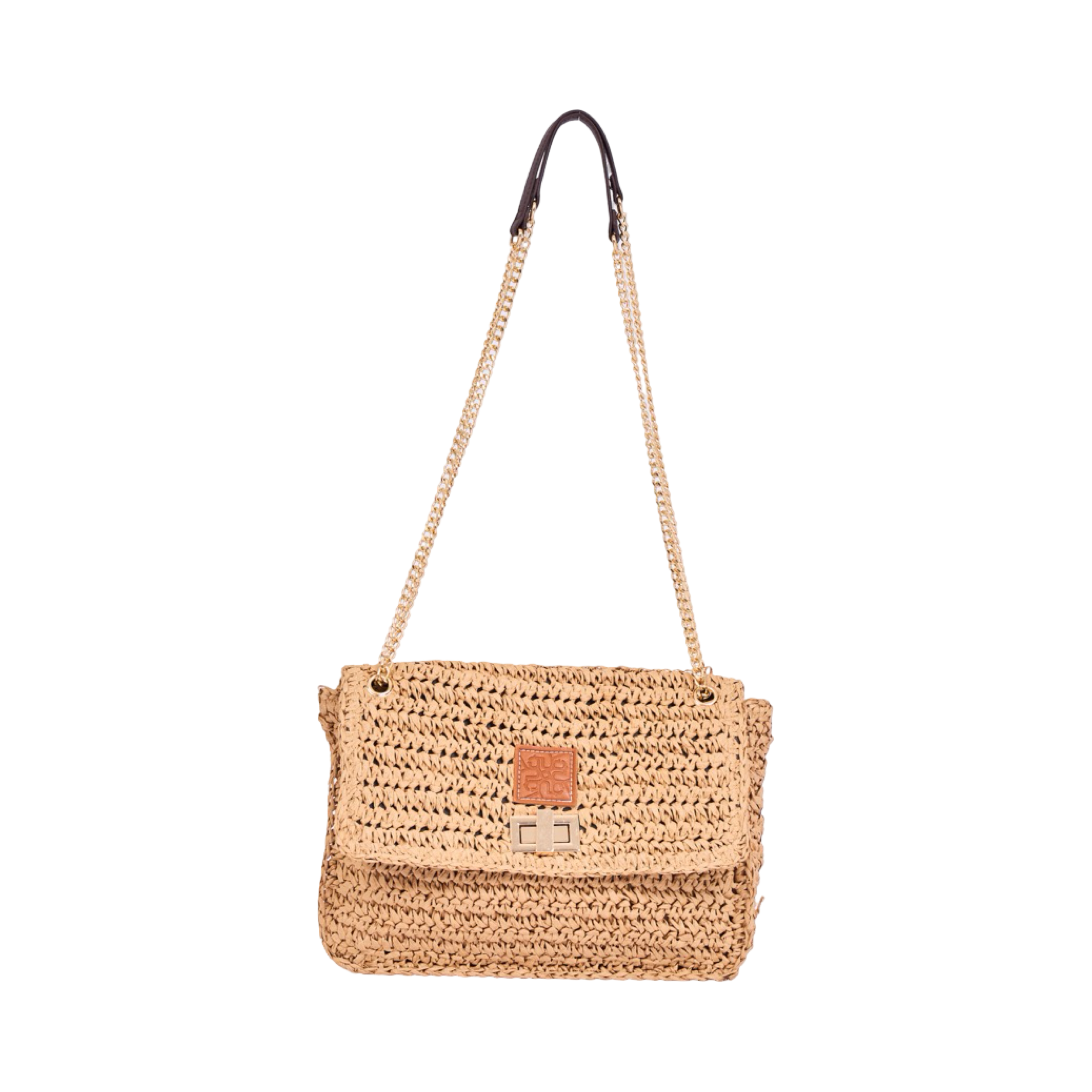 Everyday Earth – Straw Bag  With Chian Strap – Brown