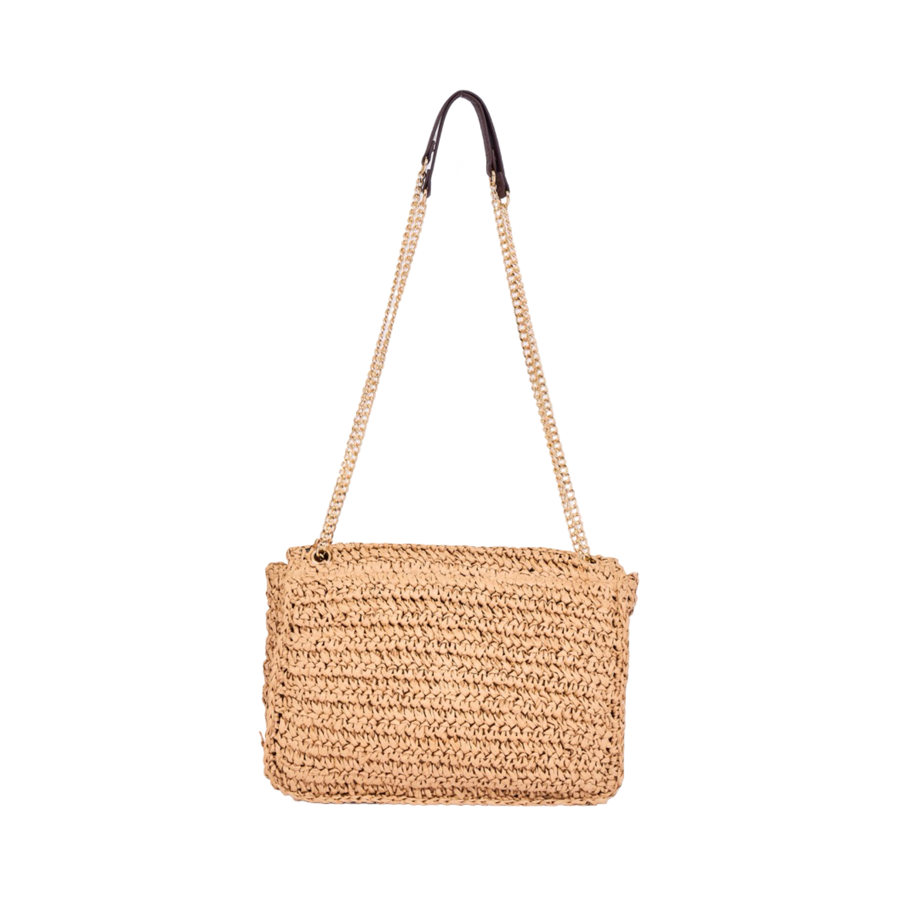 Everyday Earth – Straw Bag  With Chian Strap – Brown