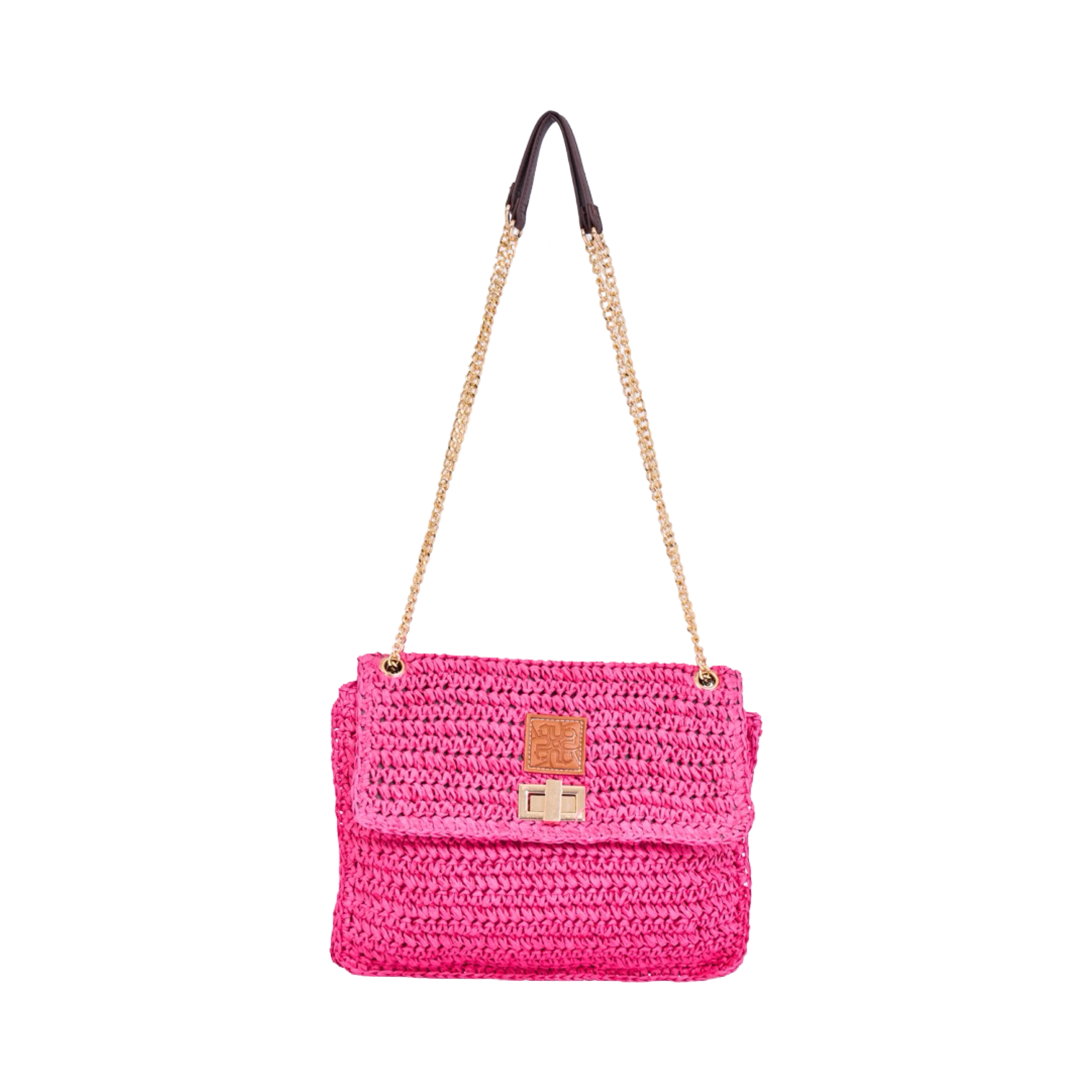 Everyday Earth – Straw Bag  With Chian Strap – Fuchsia
