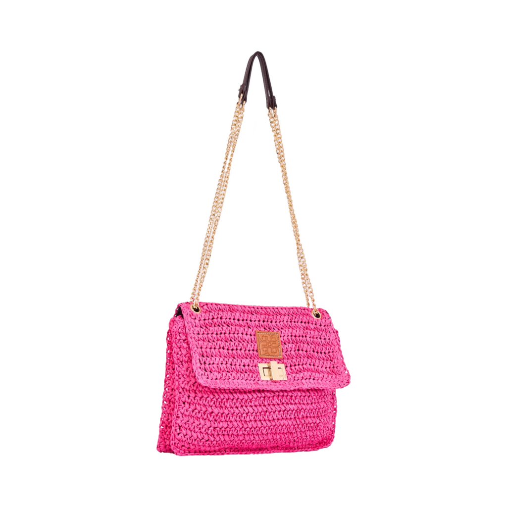 Everyday Earth – Straw Bag  With Chian Strap – Fuchsia