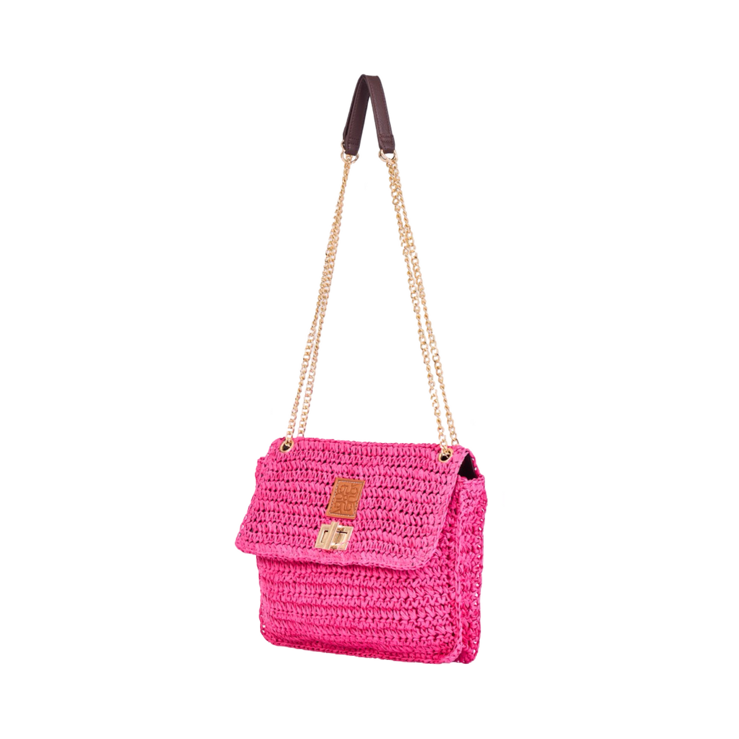 Everyday Earth – Straw Bag  With Chian Strap – Fuchsia