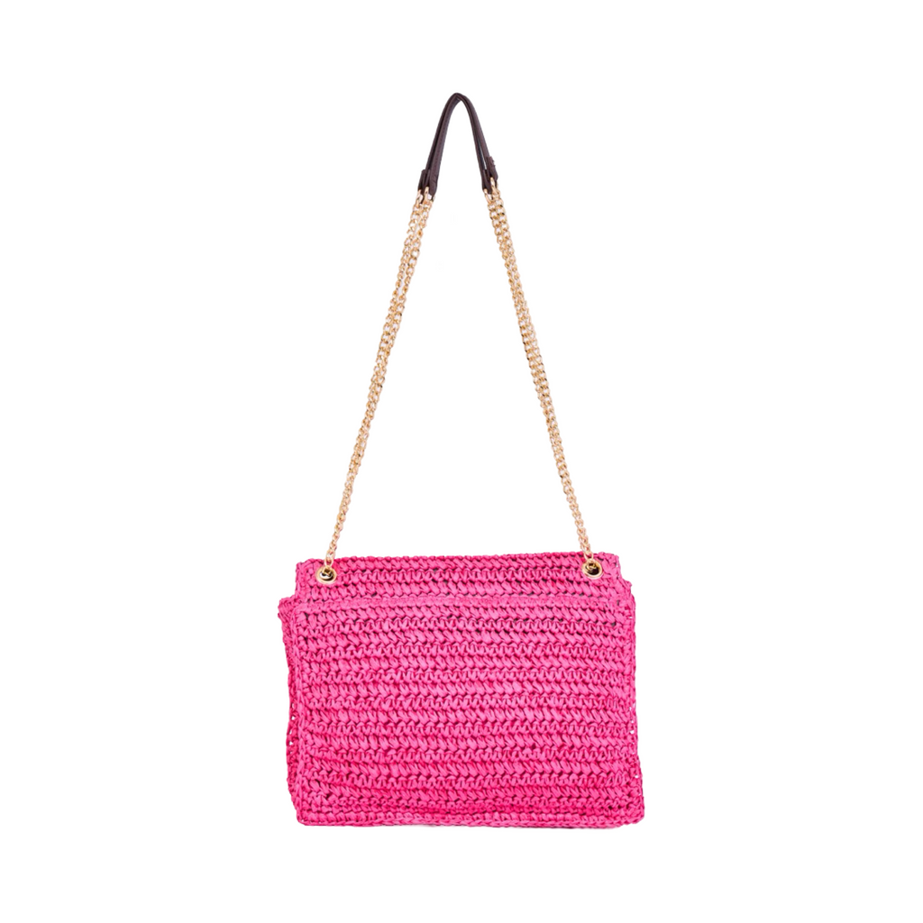Everyday Earth – Straw Bag  With Chian Strap – Fuchsia