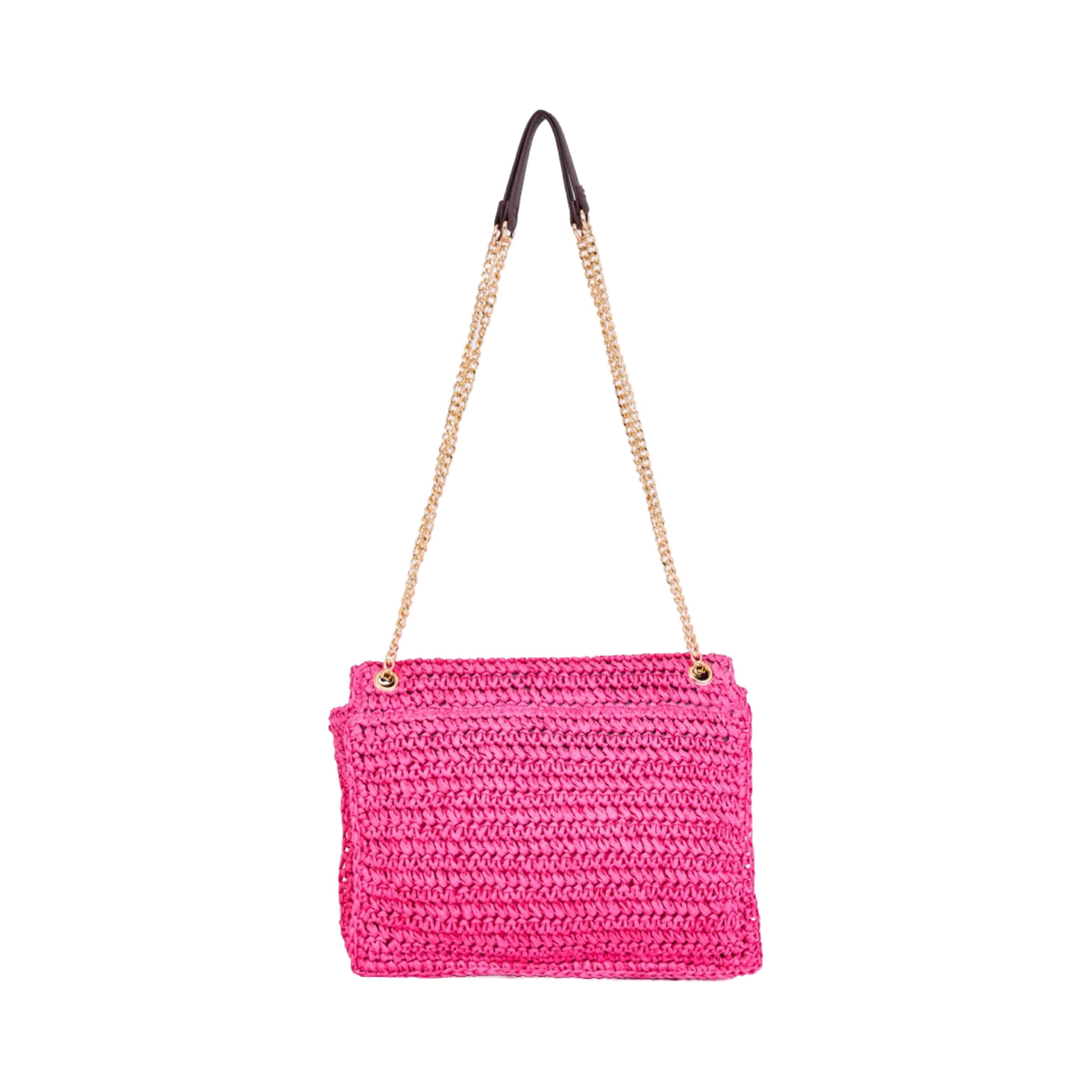 Everyday Earth – Straw Bag  With Chian Strap – Fuchsia