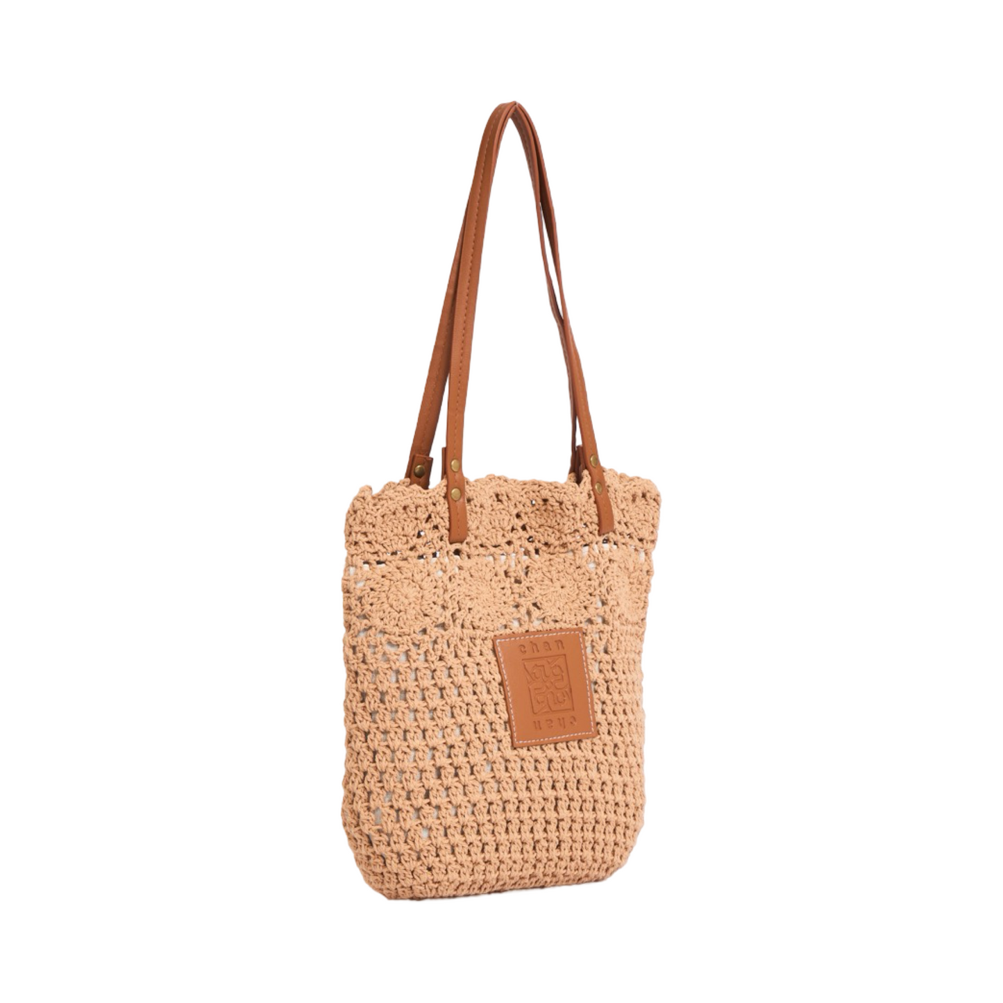 Knitted Tote Bag - Brown