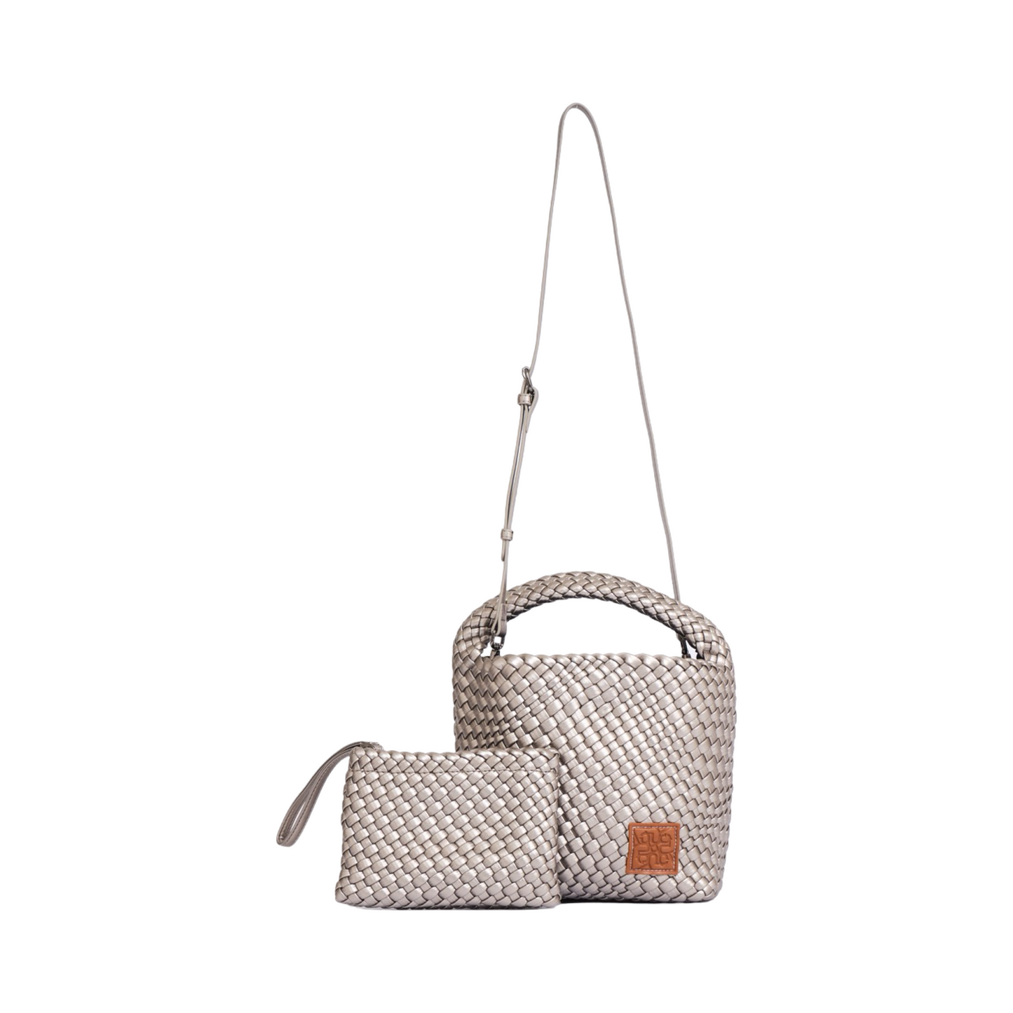 Woven Tote Bag M - Silver