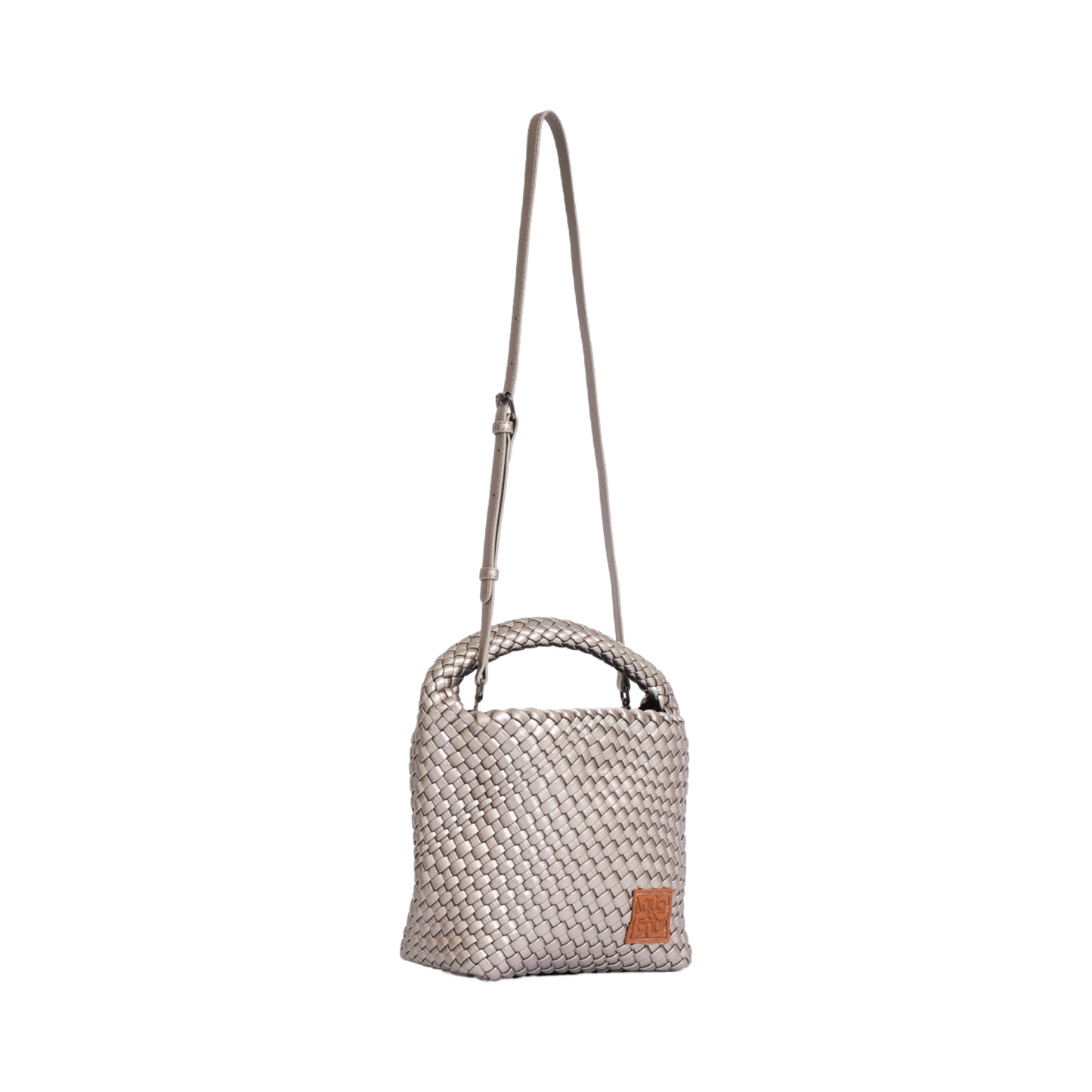 Woven Tote Bag M - Silver