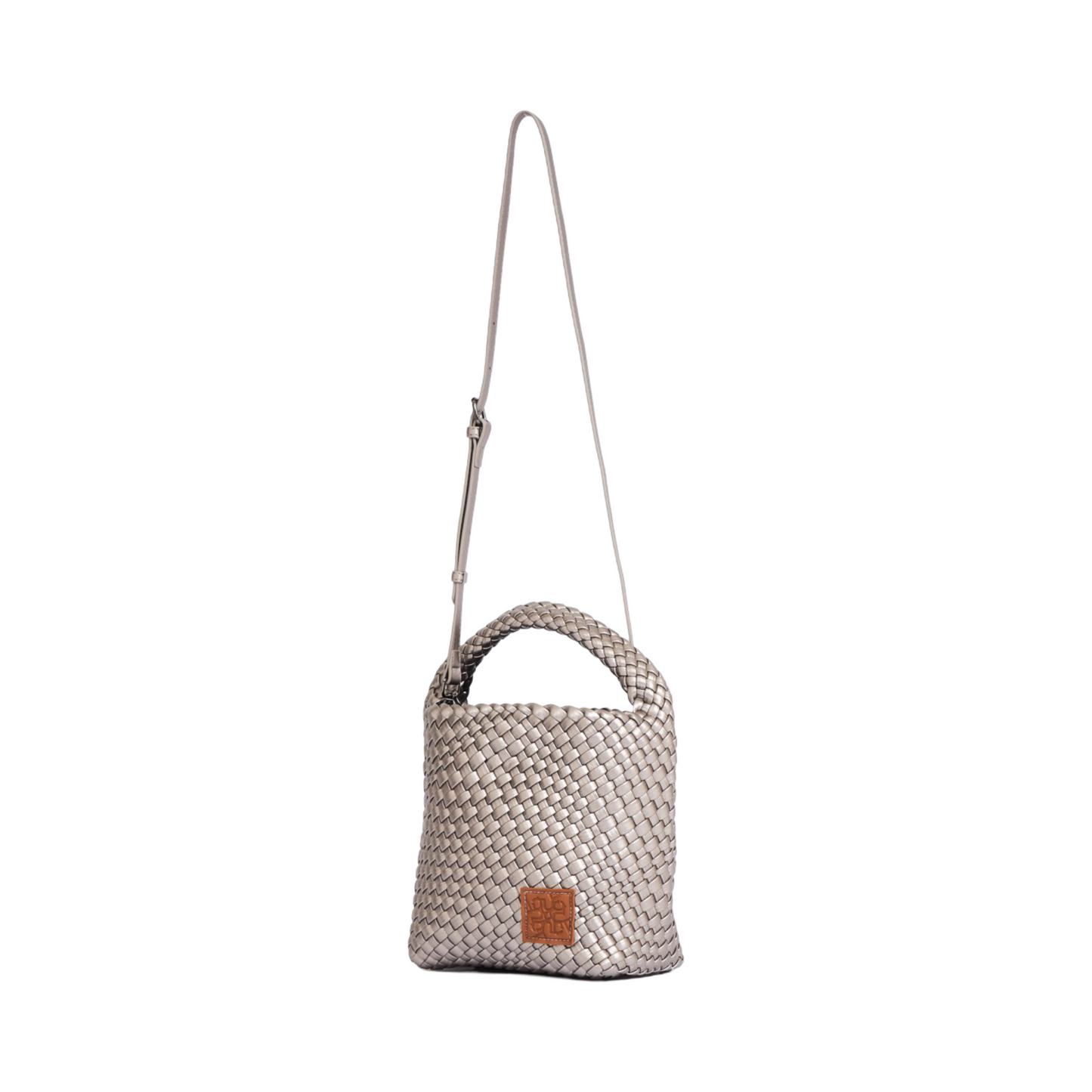 Woven Tote Bag M - Silver