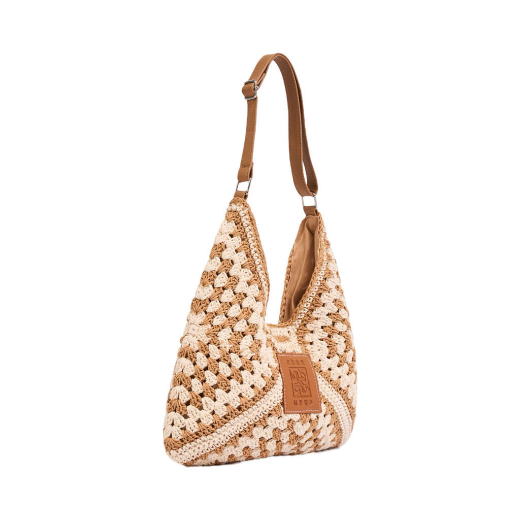 Knitted Tote Bag - Brown