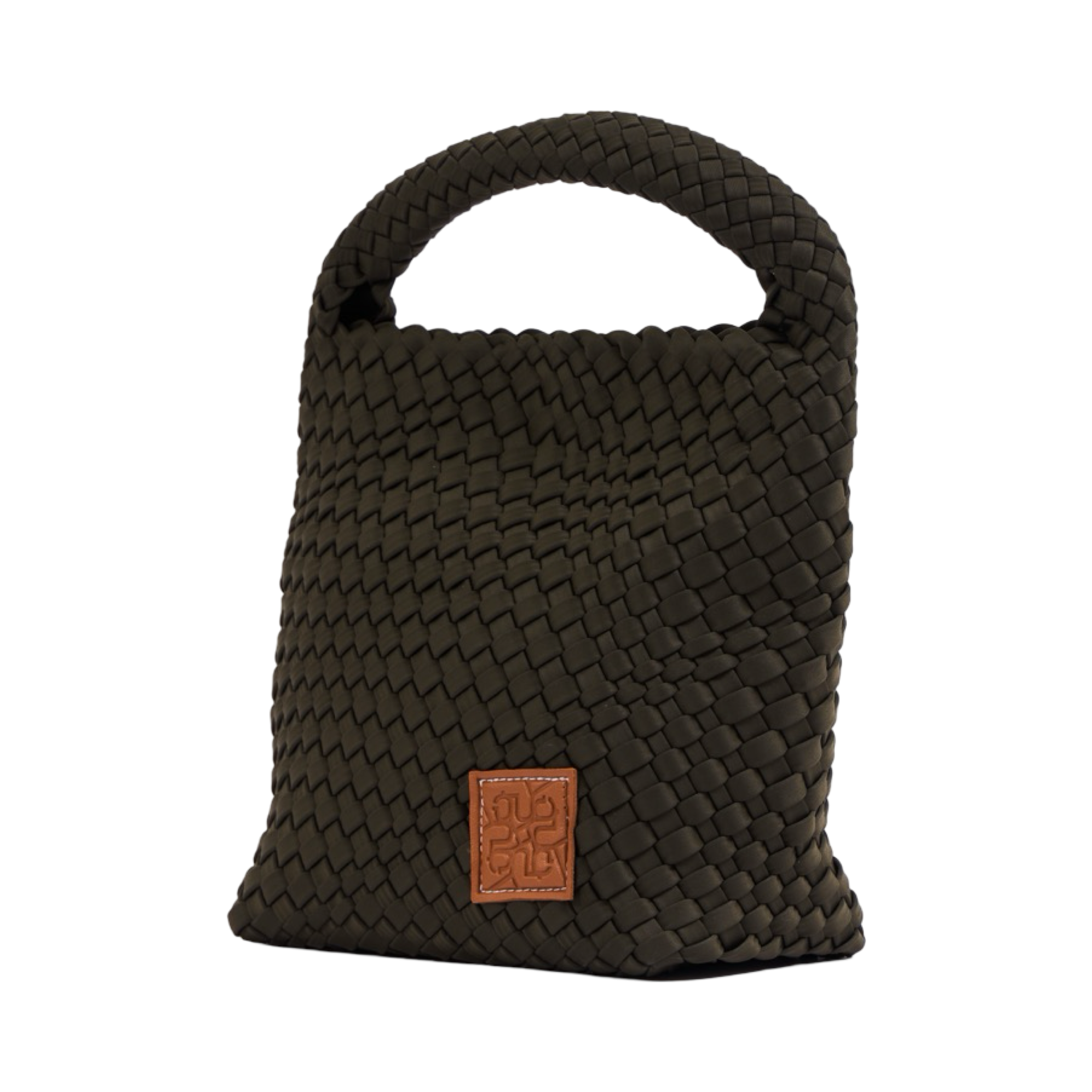 Midnight Weave – Woven Satin Tote Bag M – Dark Olive